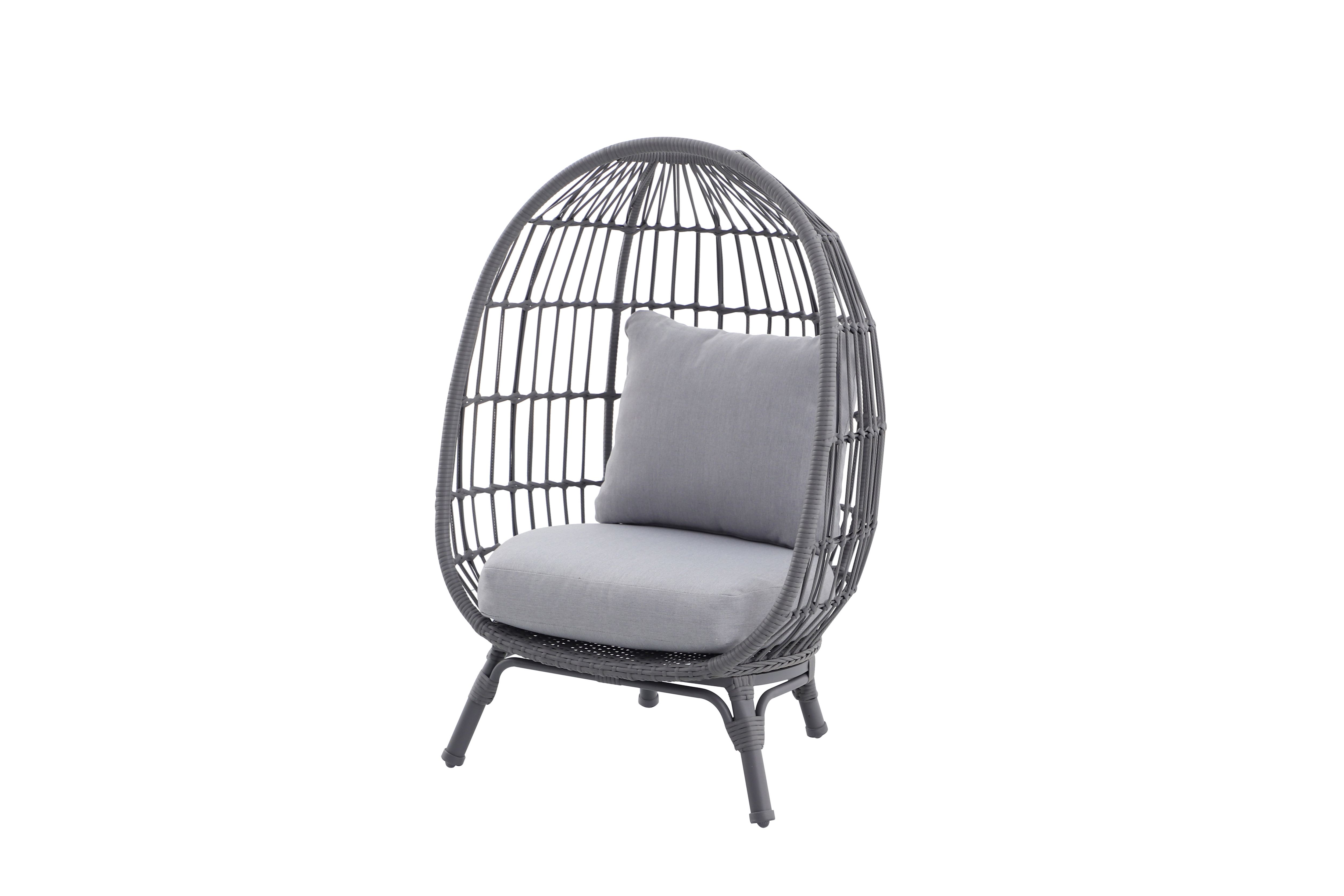 GoodHome Apolima Steel grey Rattan effect Kids Egg chair