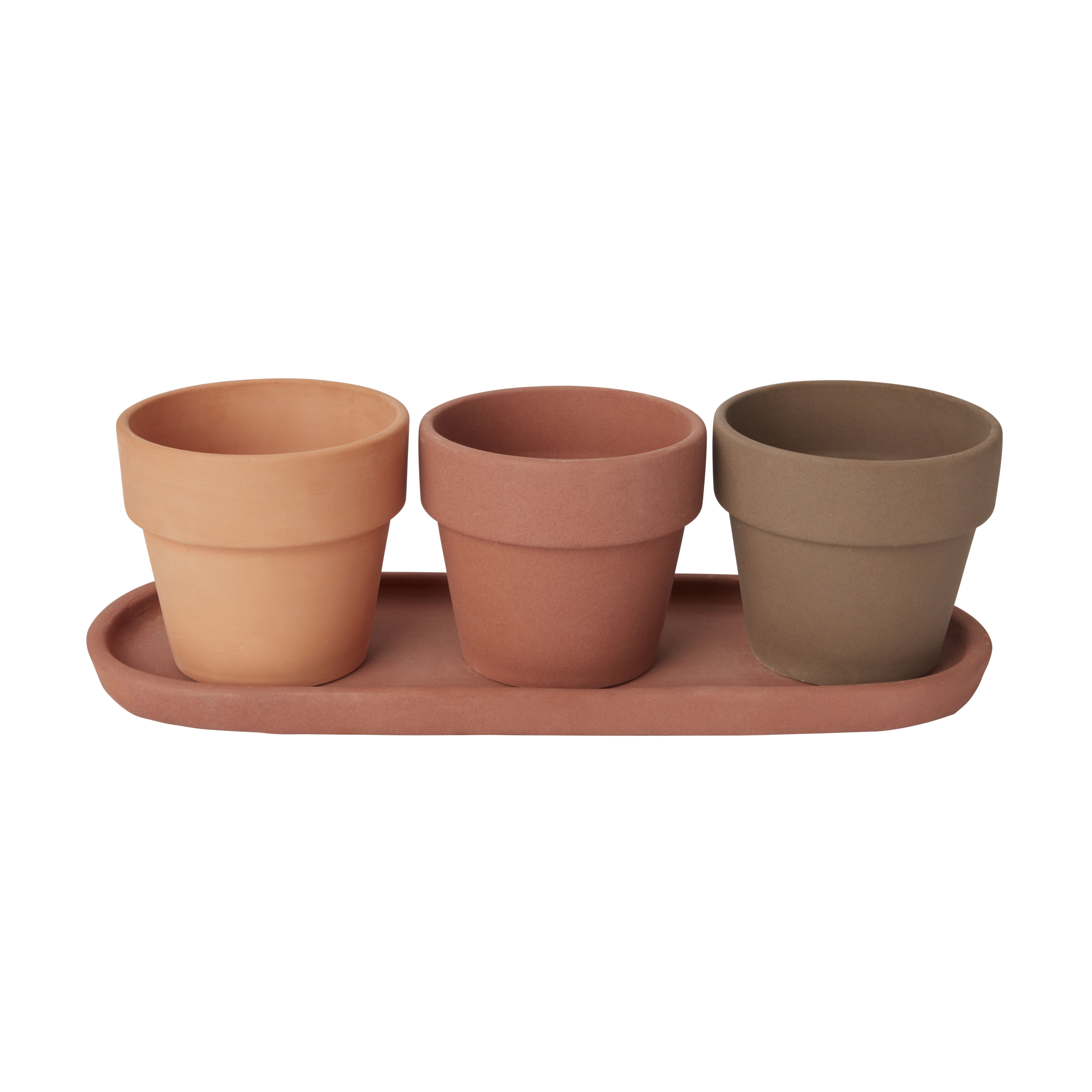 GoodHome Arara Terracotta Cement & terracotta Round Plant pot (Dia) 10.9cm, (H)11cm, 400ml