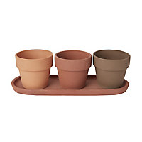 GoodHome Arara Terracotta Cement & terracotta Round Plant pot (Dia)10.9cm