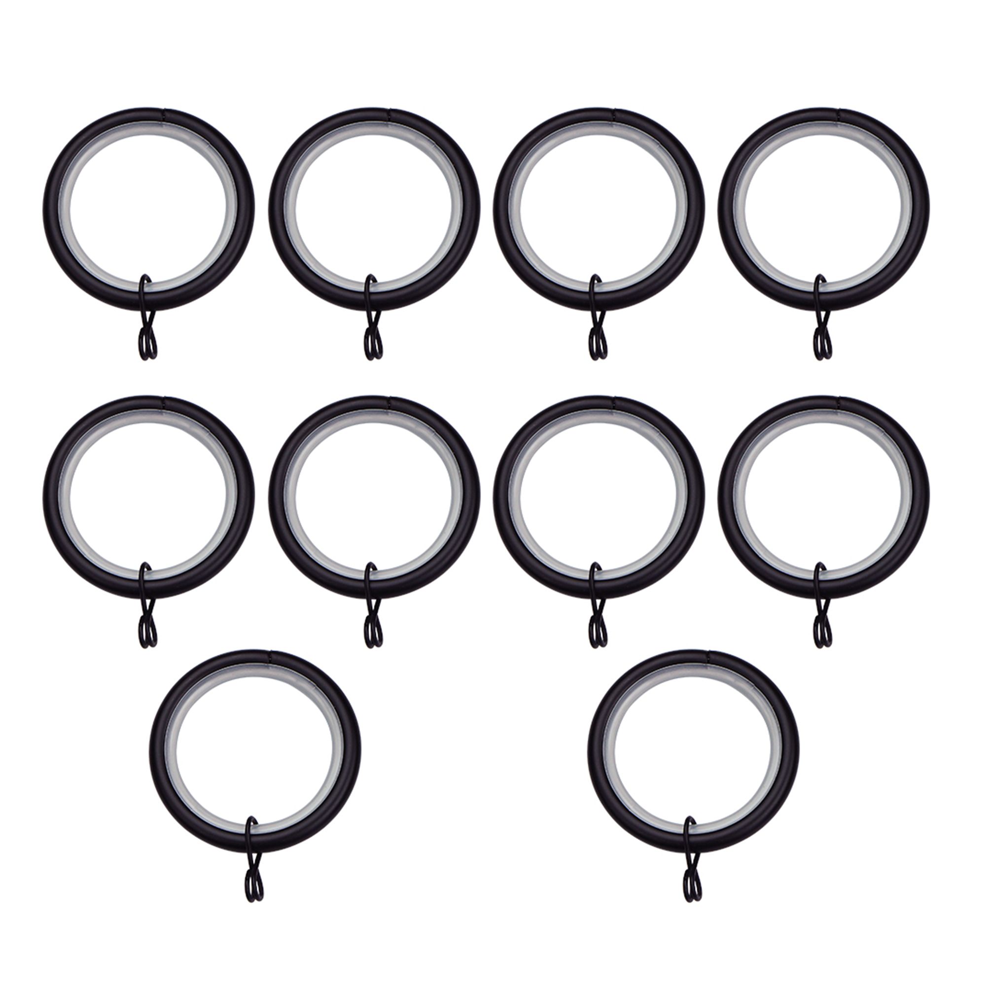 GoodHome Araxos Black Curtain ring (Dia)28mm, Pack of 10