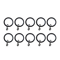 GoodHome Araxos Black Curtain ring, Pack of 10