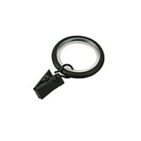 GoodHome Araxos Black Curtain ring with clip, Pack of 10