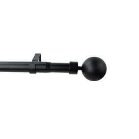 GoodHome Araxos Matt Black Extendable Ball Curtain pole Set, (L)1200mm-2100mm (Dia)28mm
