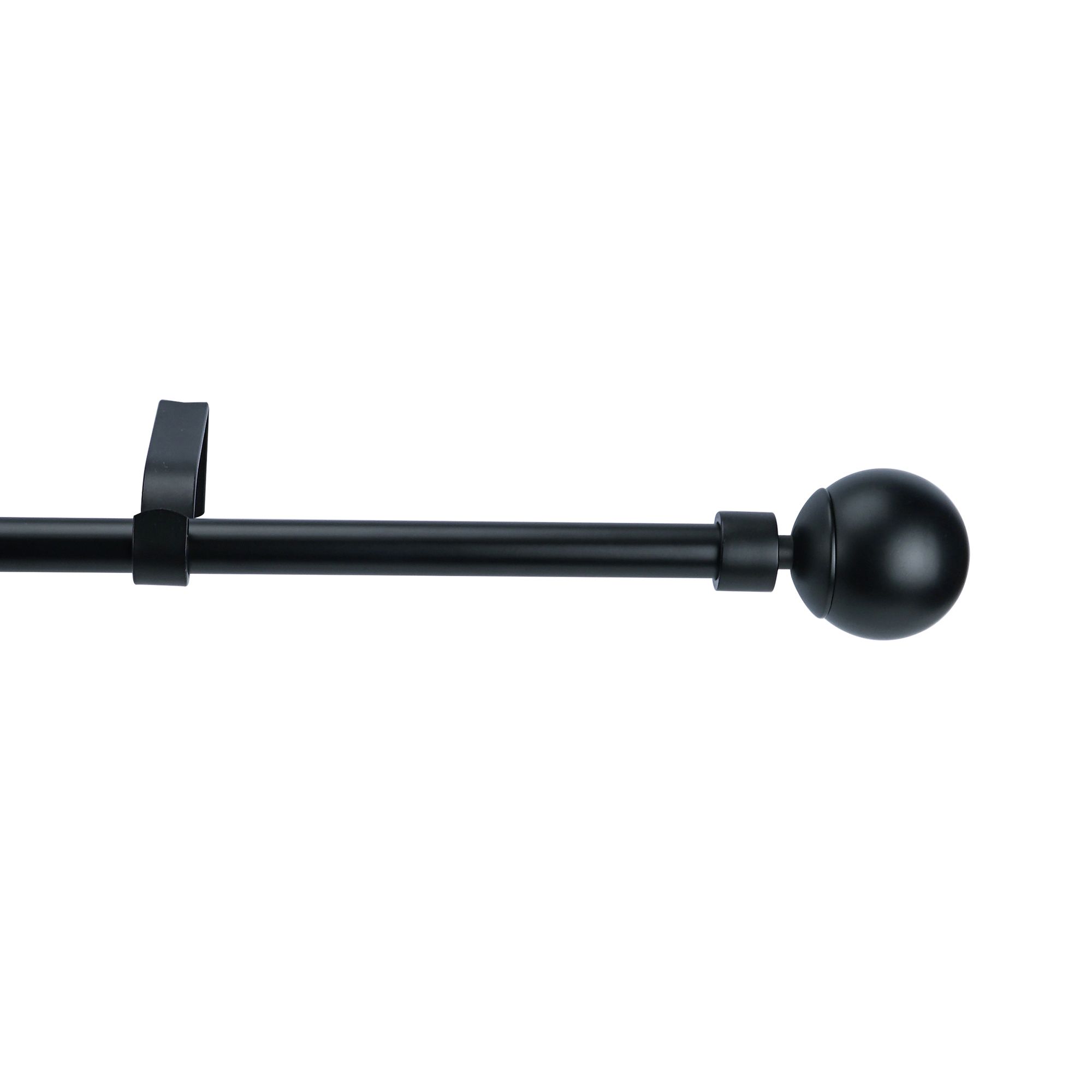 GoodHome Araxos Matt Black Extendable Ball Single curtain pole set, (L)1200mm-2100mm (Dia)19mm