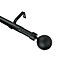 GoodHome Araxos Matt Black Extendable Ball Single curtain pole set Set, (L)1200mm-2100mm (Dia)28mm
