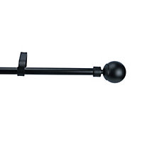 GoodHome Araxos Matt Black Extendable Ball Single curtain pole set Set, (L)2000mm-3300mm (Dia)19mm
