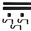 GoodHome Araxos Matt Black Extendable Cap Curtain pole Set, (L)1200mm-2100mm (Dia)28mm