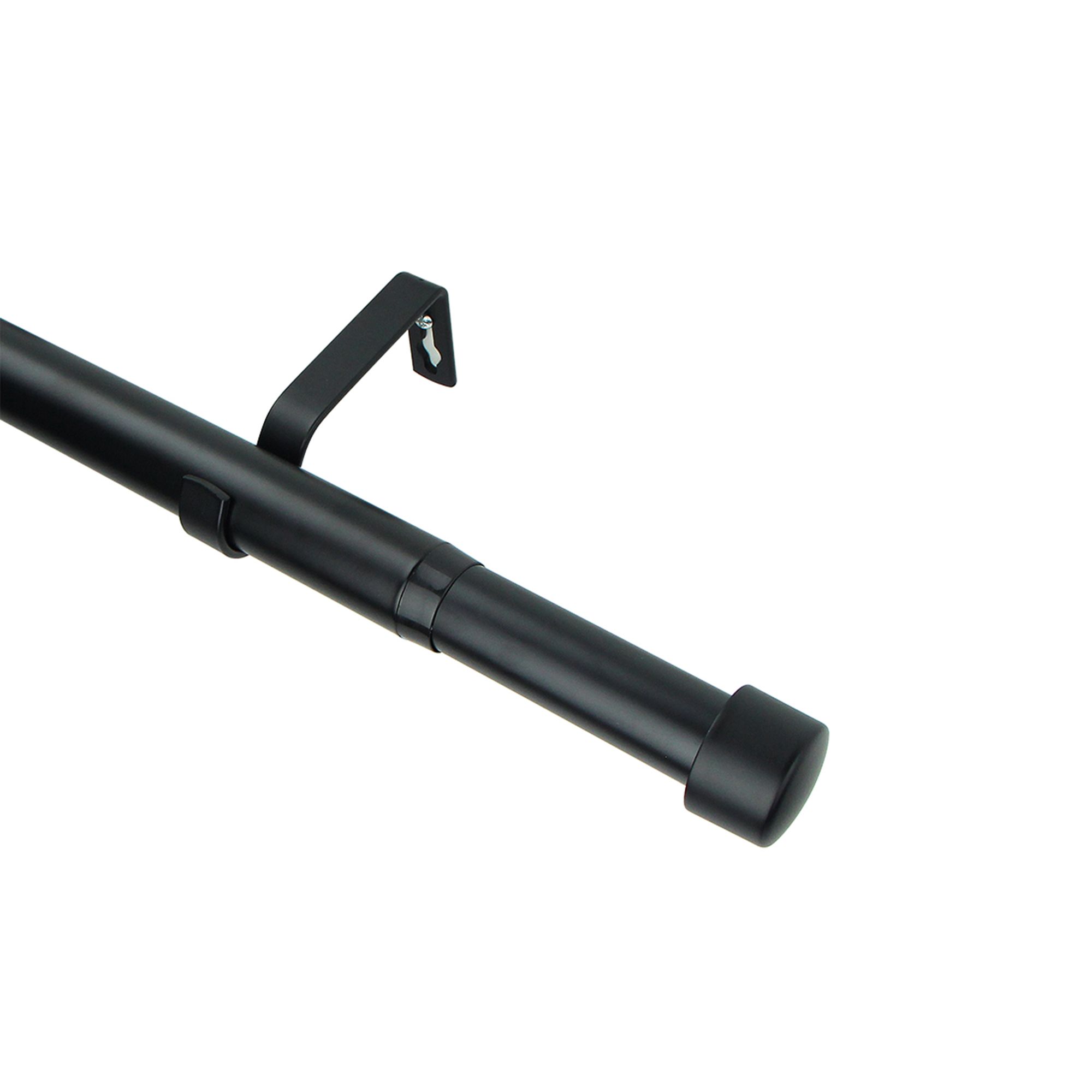 GoodHome Araxos Matt black Extendable Cap Single pole Set, (L)2000mm-3300mm (Dia)28mm