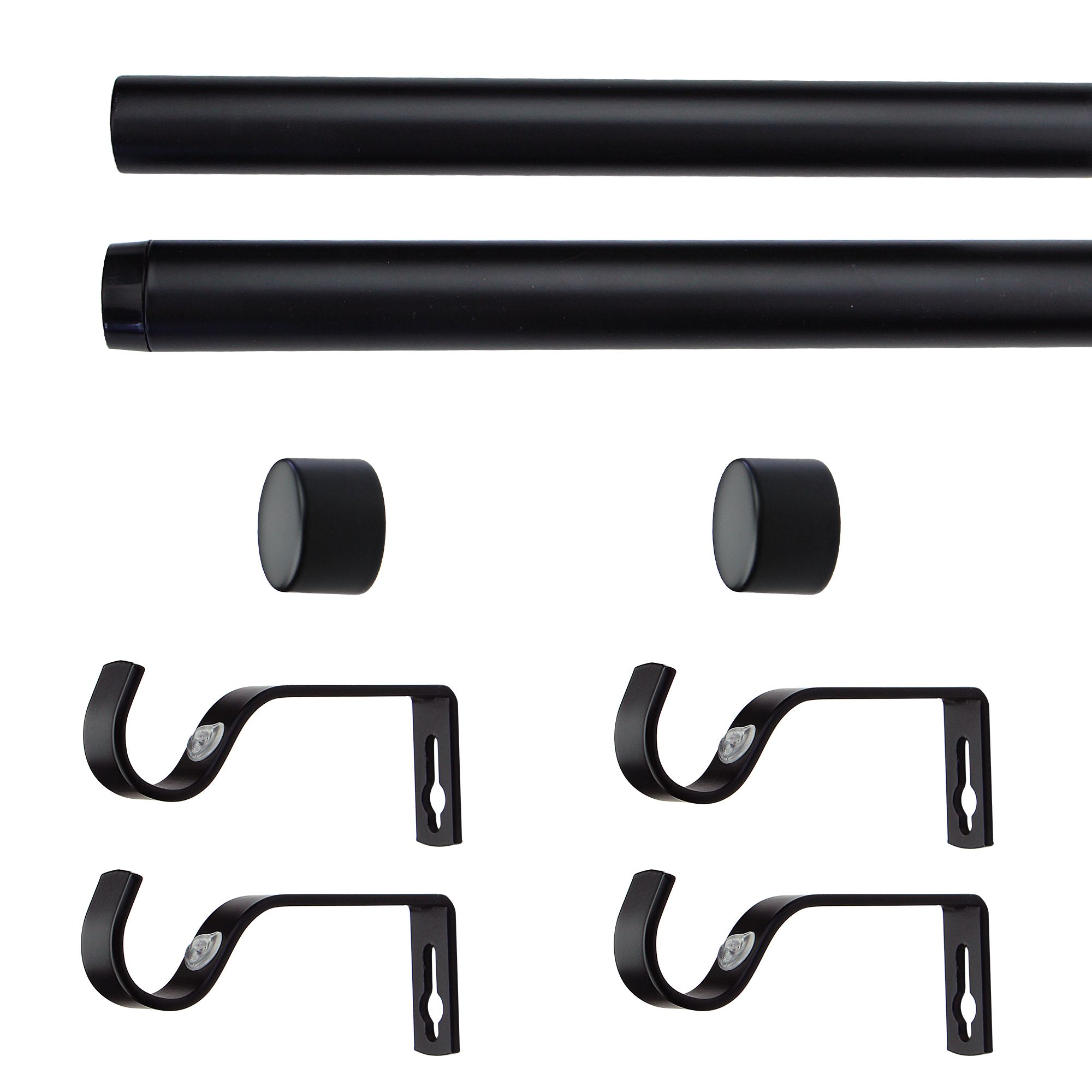 GoodHome Araxos Matt black Extendable Cap Single pole Set, (L)2000mm-3300mm (Dia)28mm