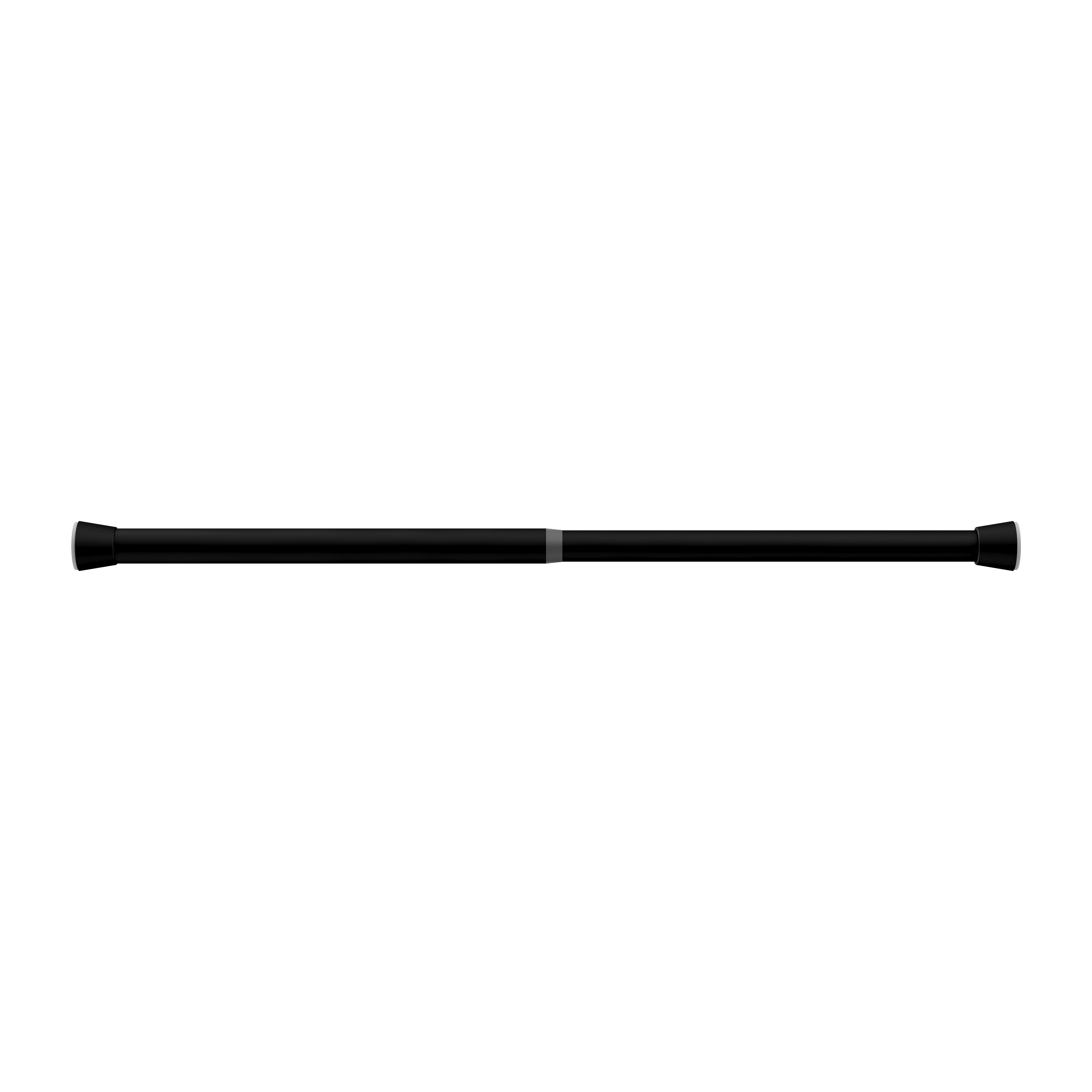 GoodHome Araxos Matt Black Extendable Single curtain pole set, (L)600mm-900mm (Dia)28mm