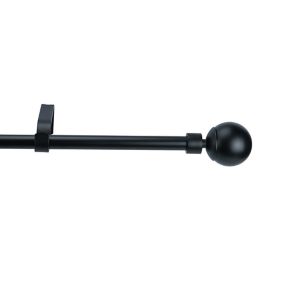 GoodHome Araxos Matt Black Walnut effect Extendable Ball Curtain pole Set, (L)1200mm-2100mm (Dia)19mm