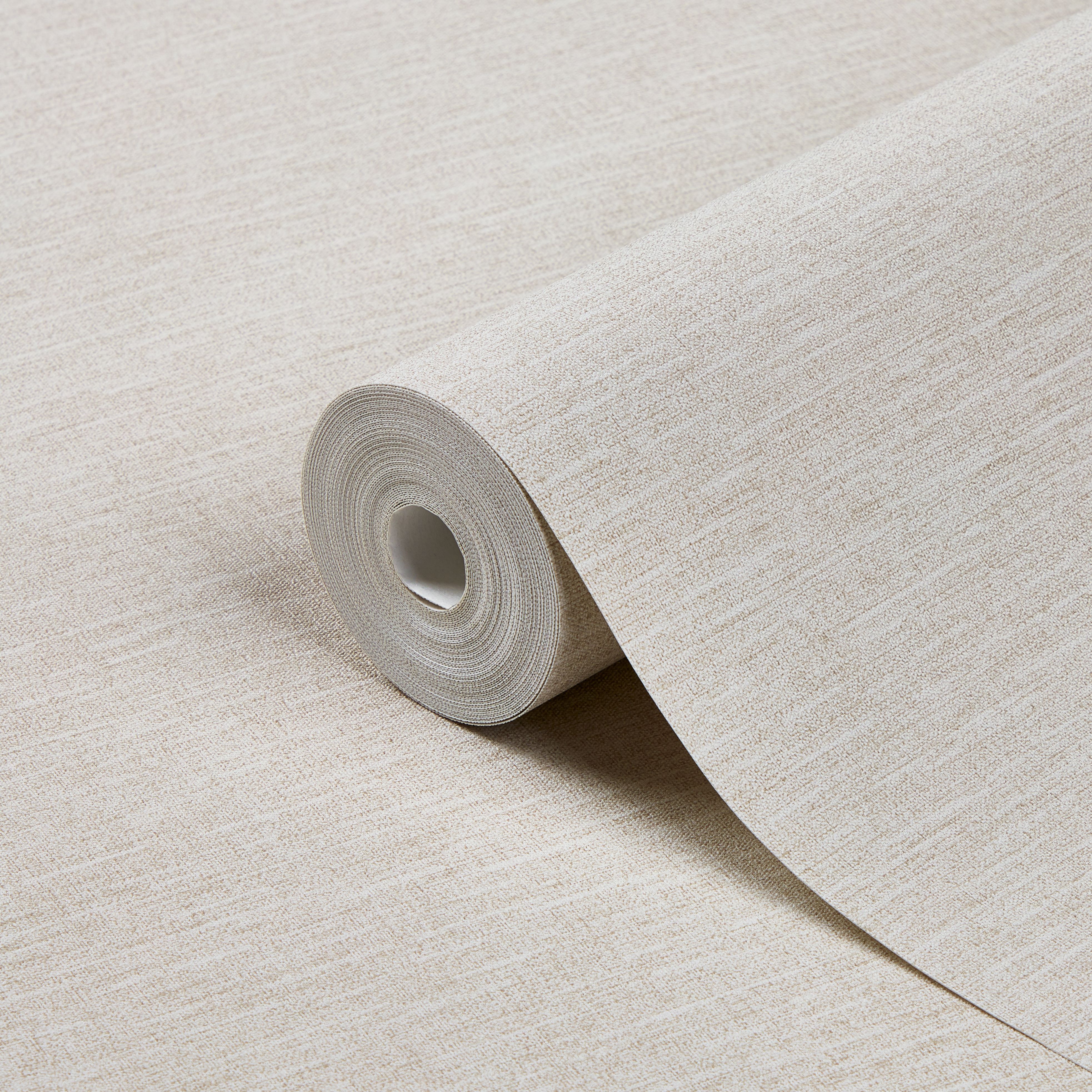 GoodHome Arceau Beige Fabric effect Textured Wallpaper DIY at B&Q