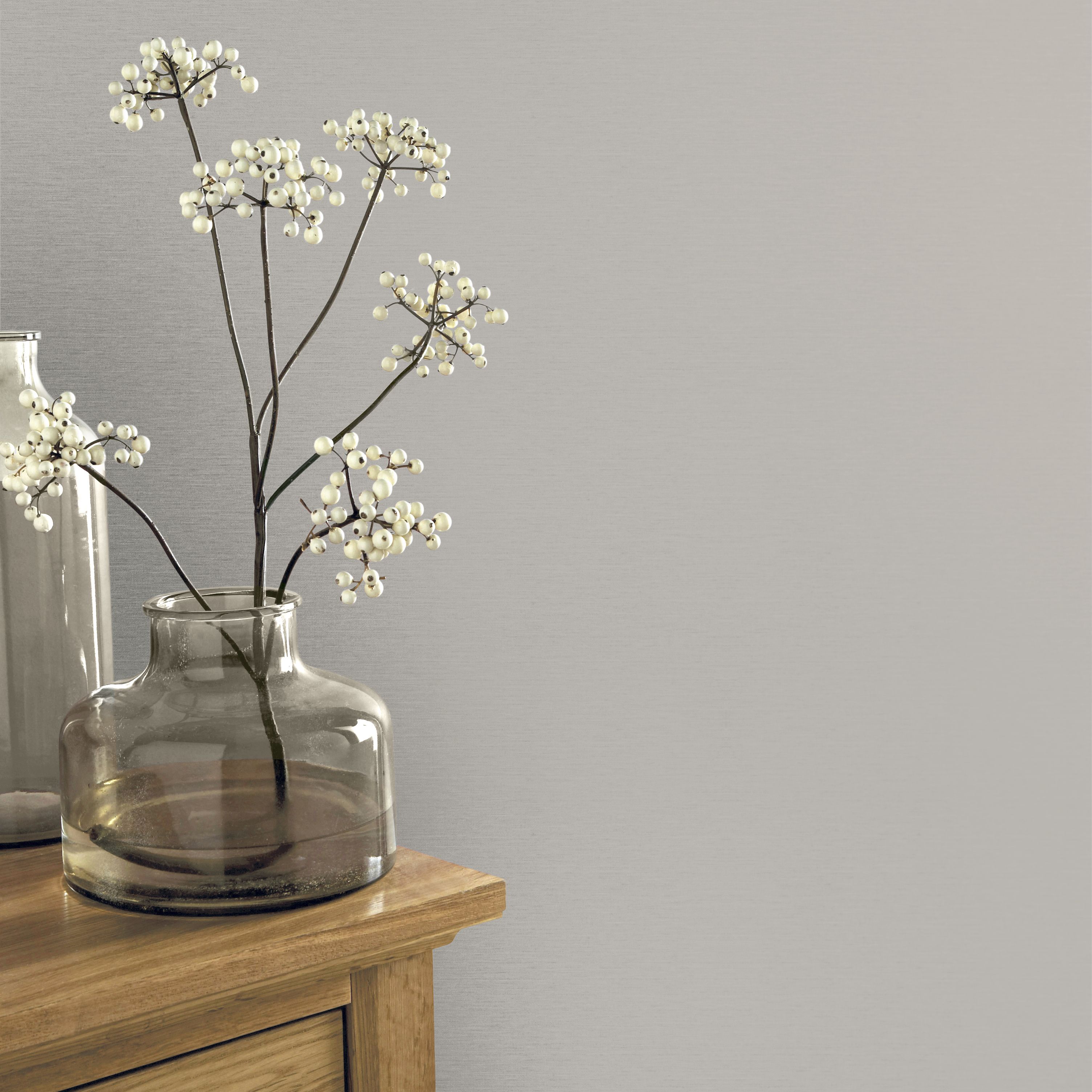 GoodHome Arceau Grey Fabric effect Textured Wallpaper