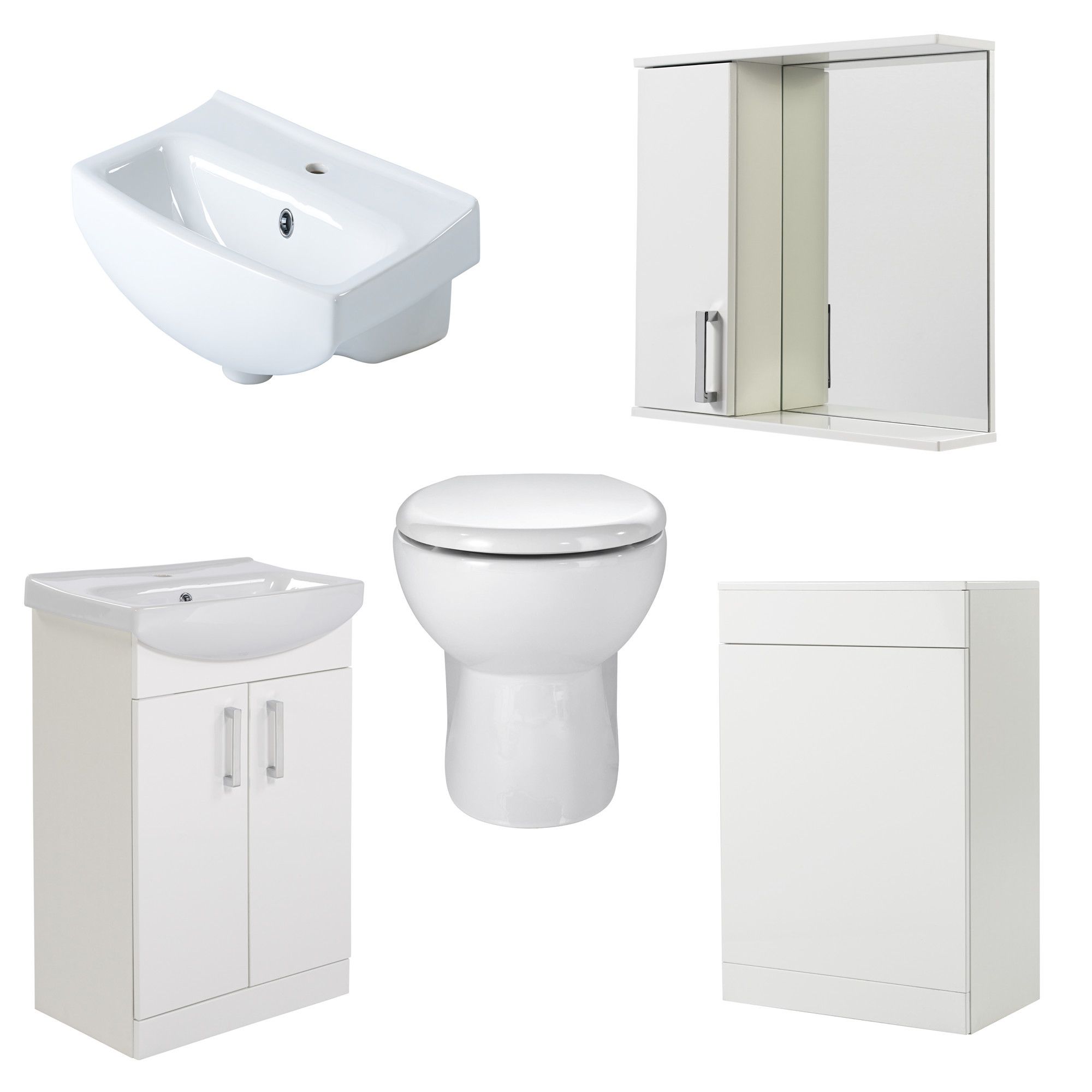 GoodHome Ardenno White Back to wall Toilet & basin kit