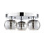 GoodHome Arles Gloss Glass & steel Chrome & smoked glass effect 3 Lamp Ceiling light