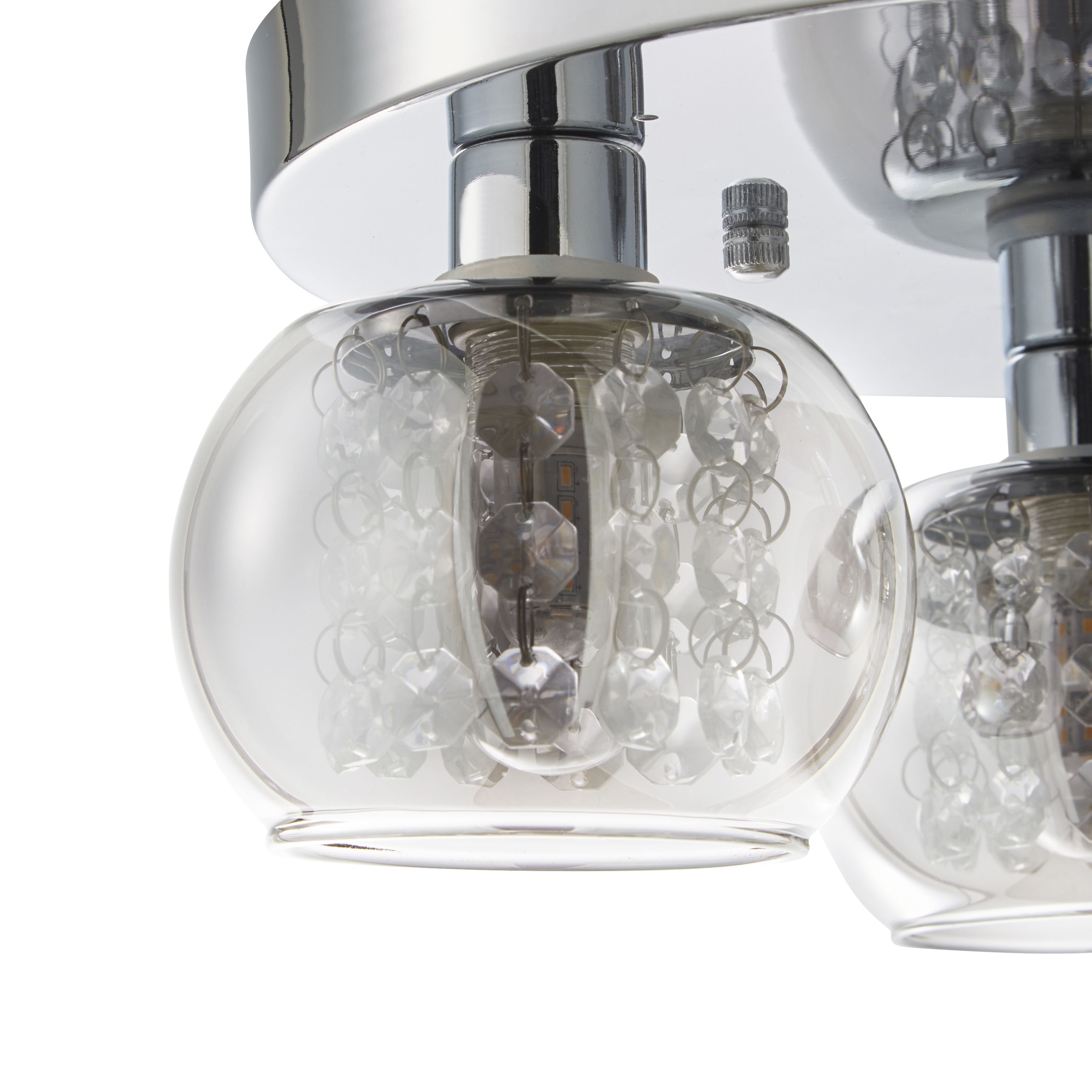 GoodHome Arles Gloss Glass & steel Chrome & smoked glass effect 3 Lamp Ceiling light