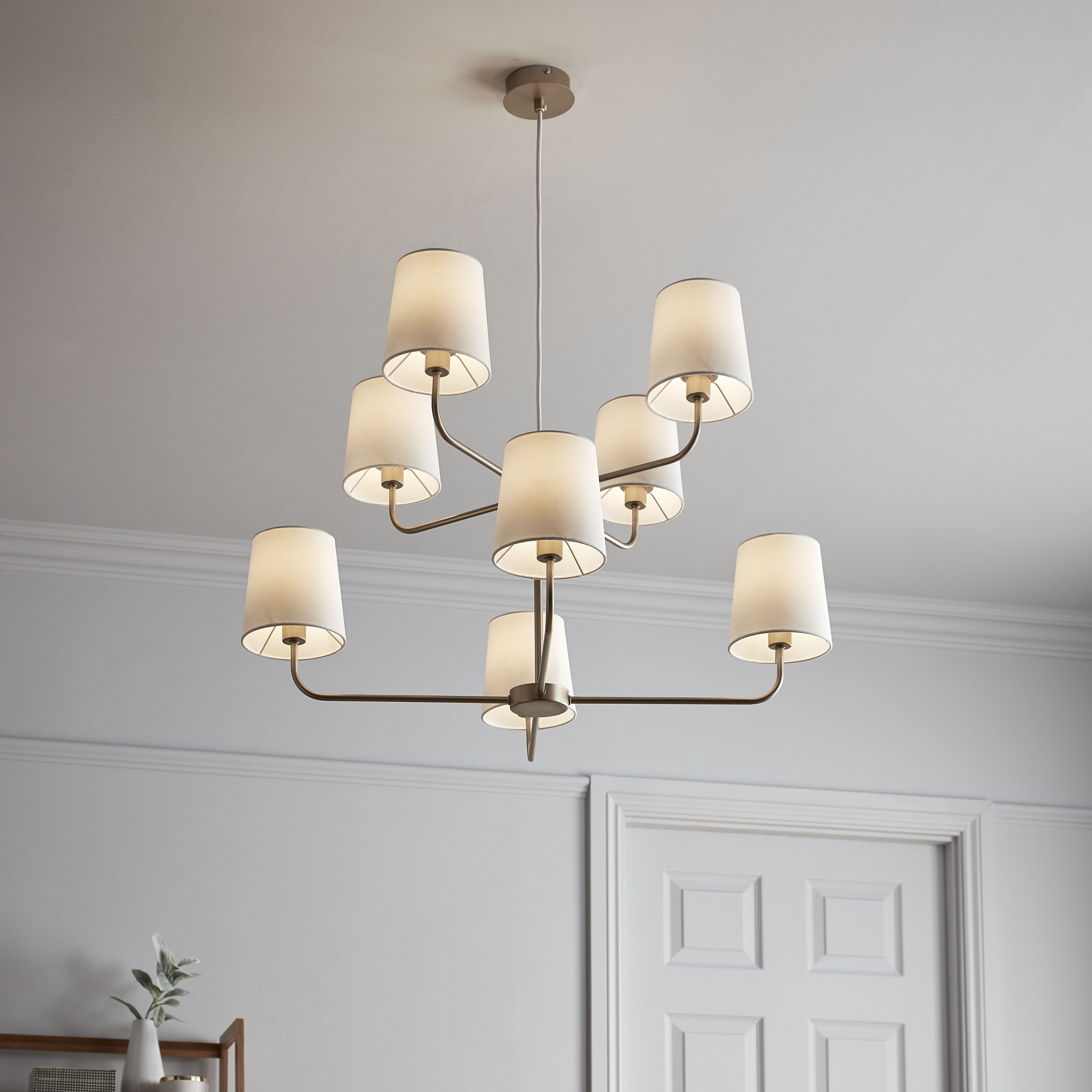GoodHome Arrioph Cream Gold effect 8 Lamp Pendant ceiling light, (Dia)800mm
