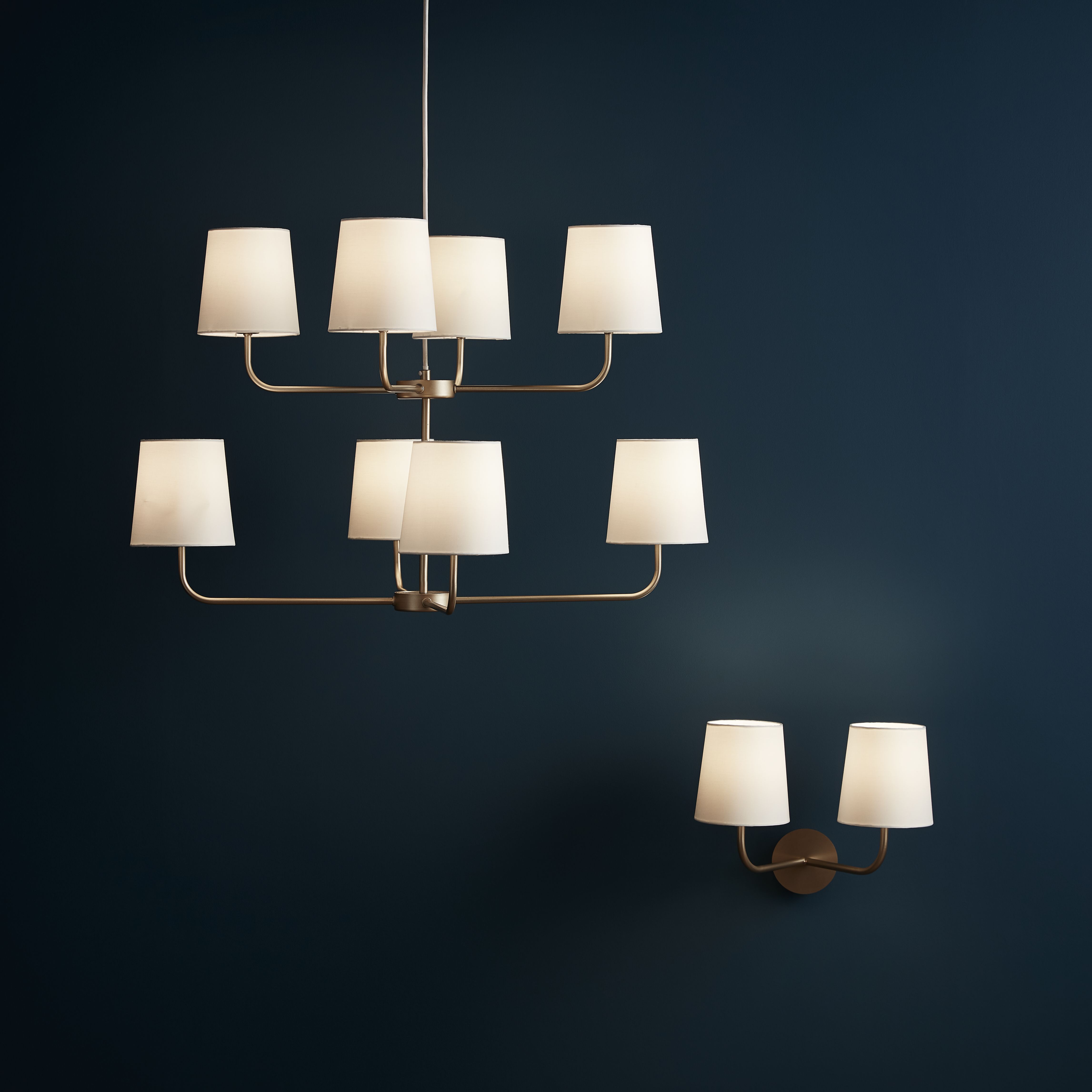 GoodHome Arrioph Cream Gold effect 8 Lamp Pendant ceiling light, (Dia)800mm