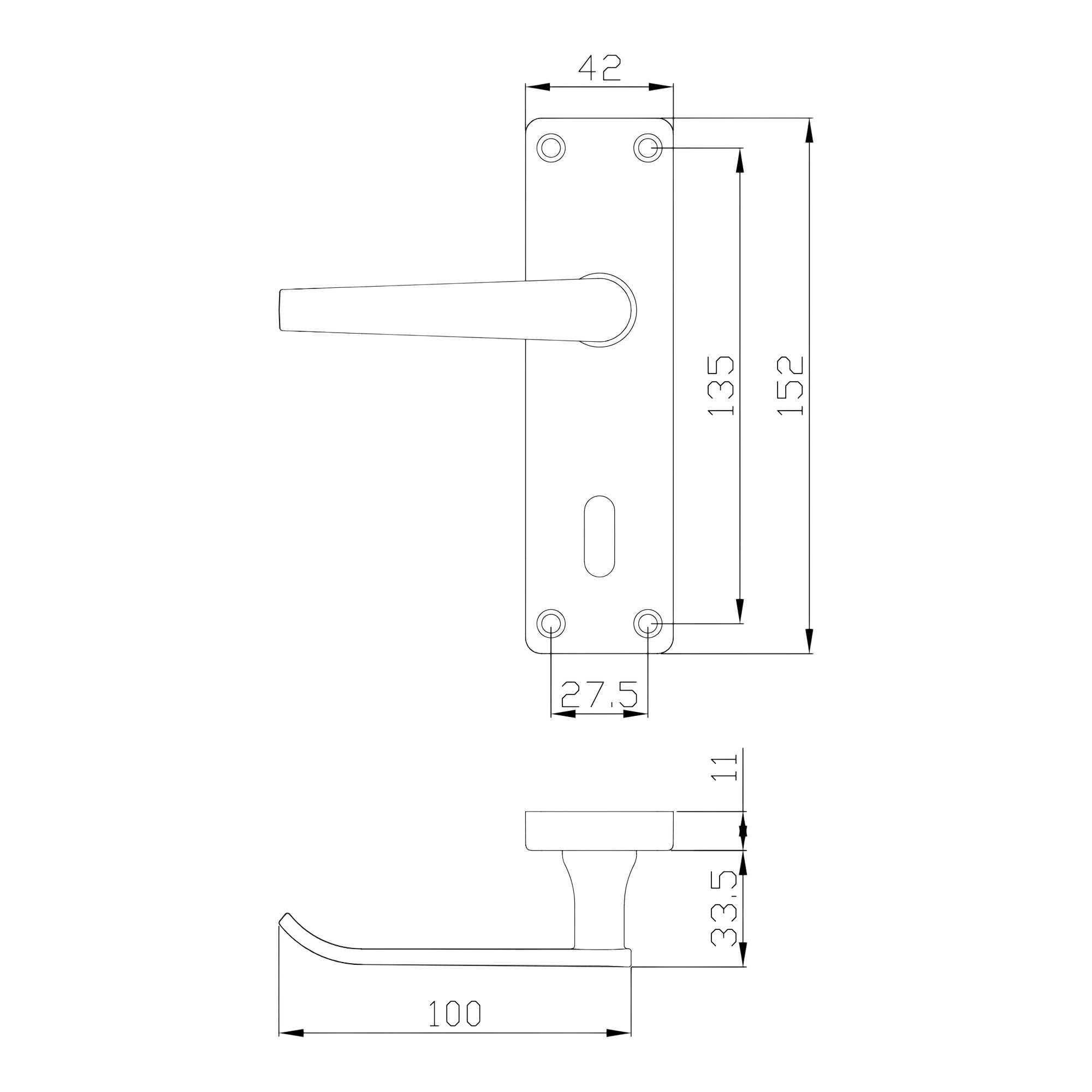 GoodHome Arsk Brushed Grey Nickel effect Aluminium alloy & steel Straight Door handle (L)101.5mm (D)43.5mm