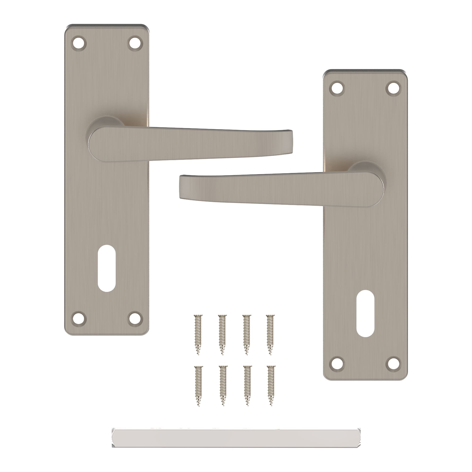 GoodHome Arsk Brushed Grey Nickel effect Aluminium alloy & steel Straight Door handle (L)101.5mm (D)43.5mm