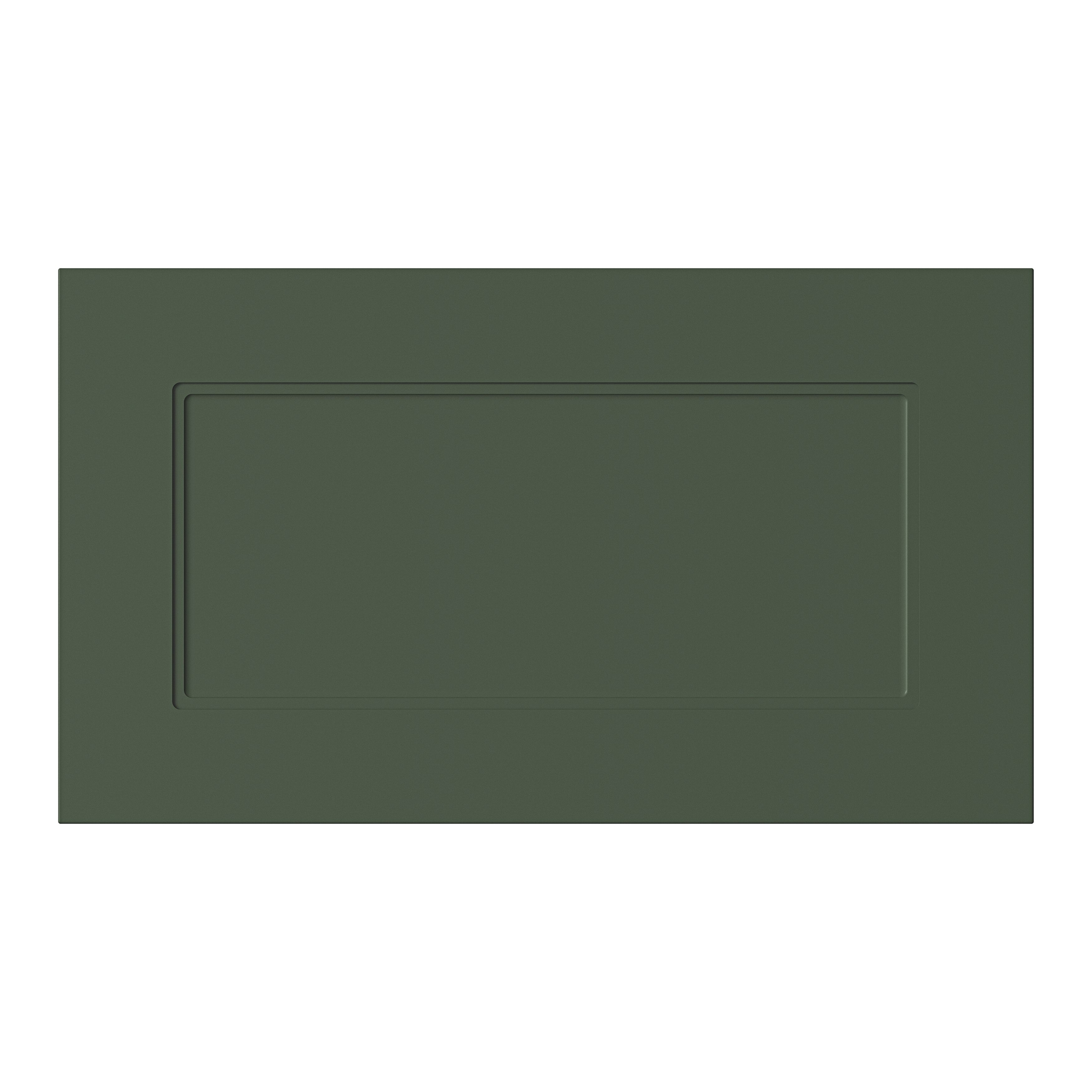 GoodHome Artemisia Innovo handleless Matt dark green Shaker Style Drawer front (H)340mm (W)597mm (T)18mm