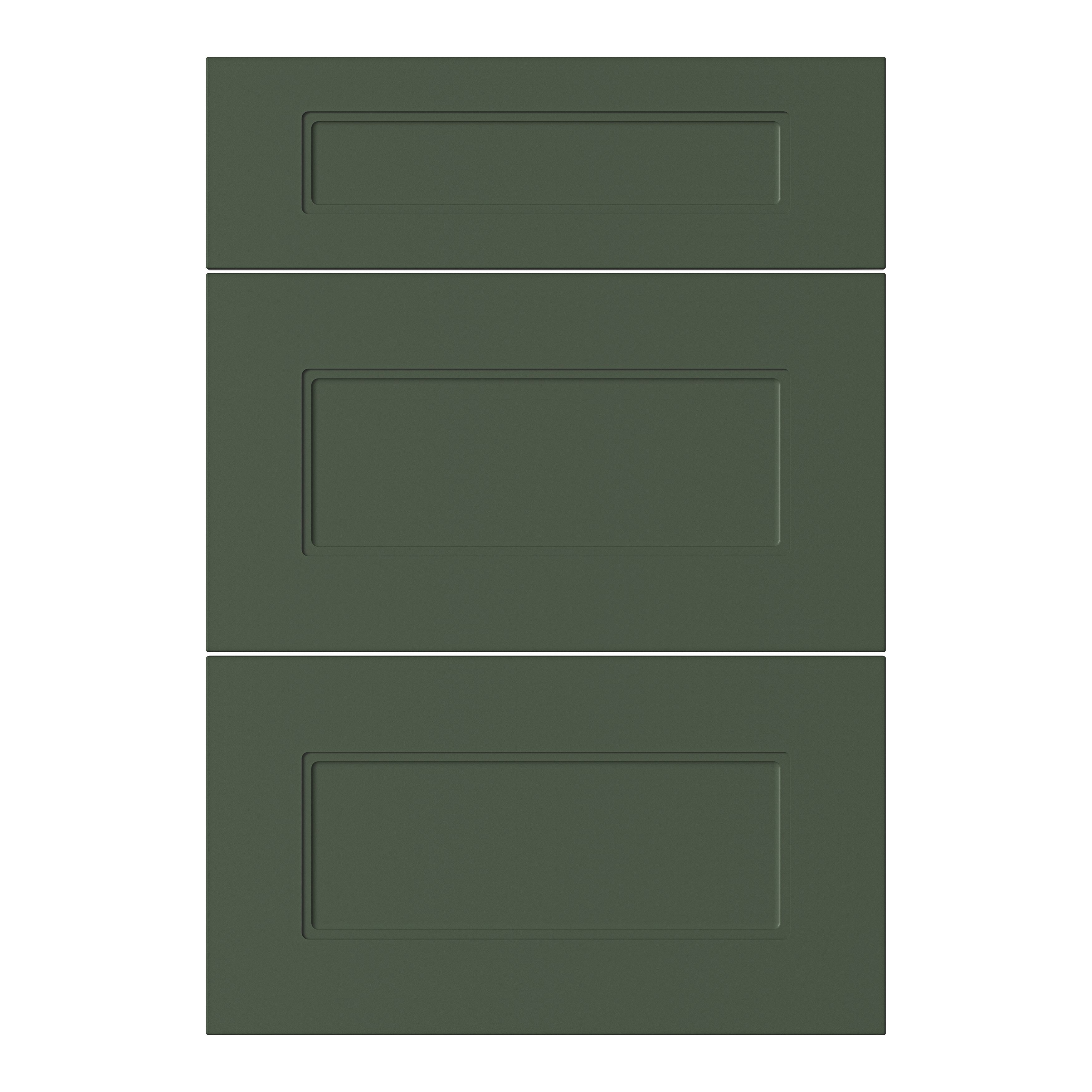 GoodHome Artemisia Matt dark green Drawer front, Pack of 3 (H)715mm (W)497mm (T)18mm