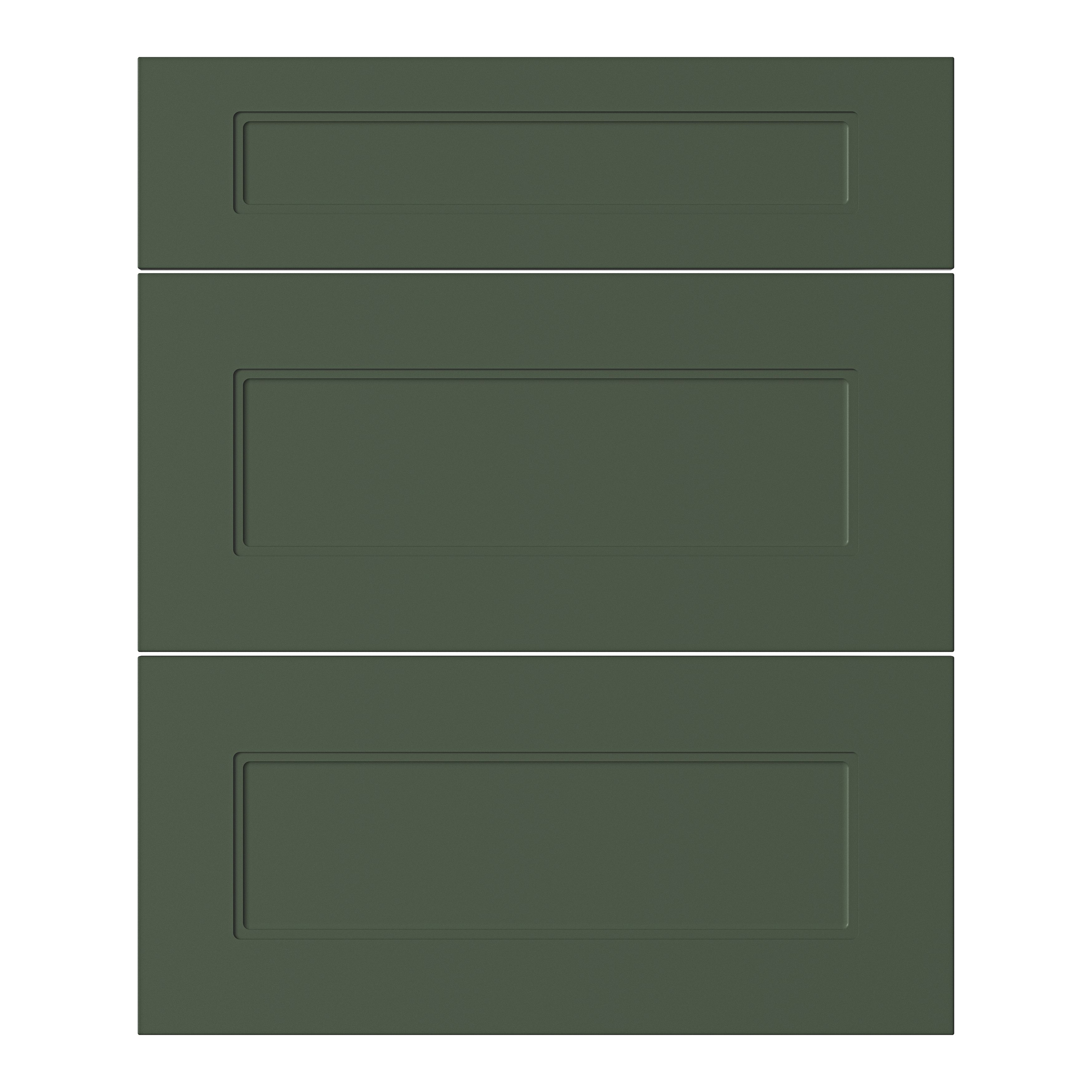 GoodHome Artemisia Matt dark green Drawer front, Pack of 3 (H)715mm (W)597mm (T)18mm