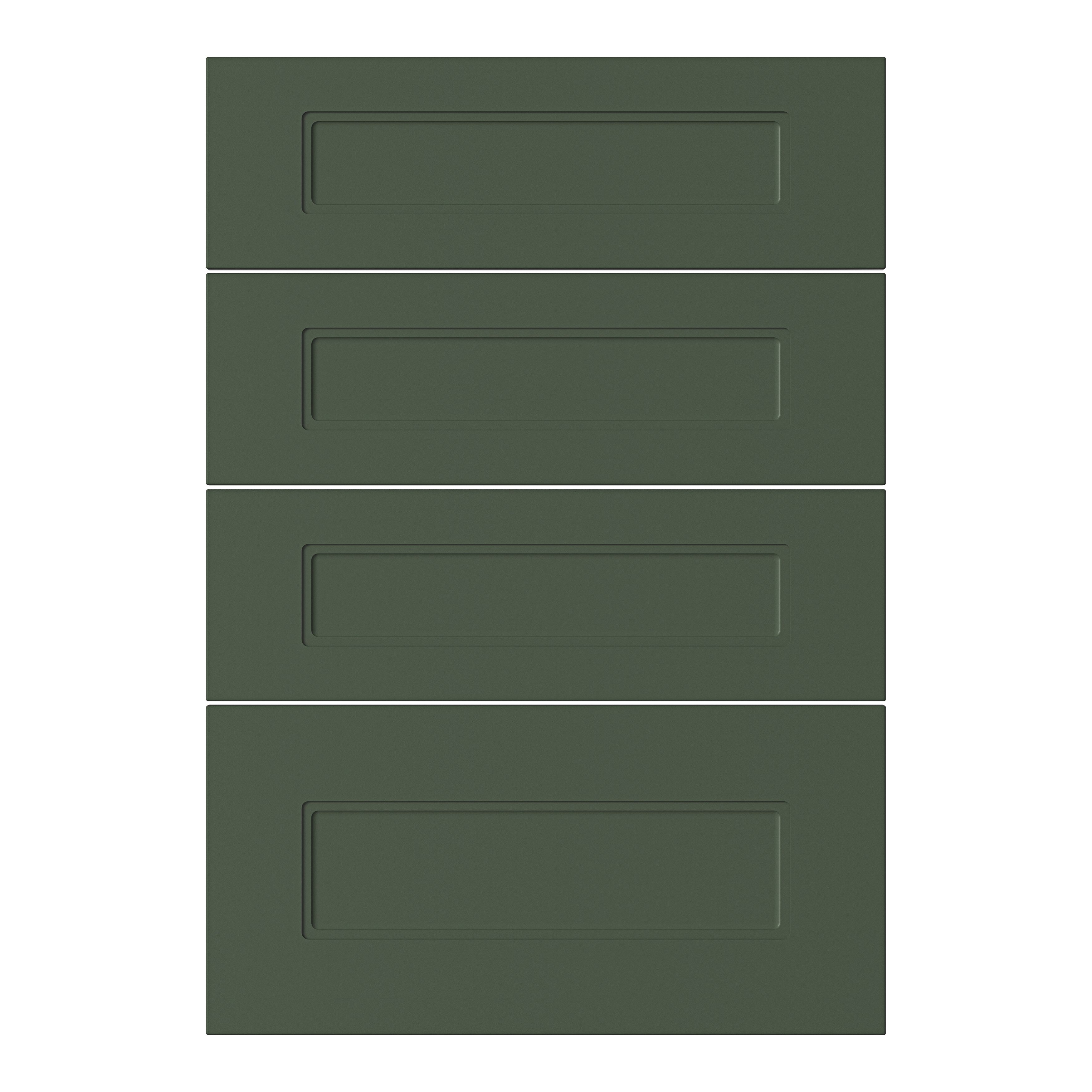 GoodHome Artemisia Matt dark green Drawer front, Pack of 4 (H)715mm (W)497mm (T)18mm