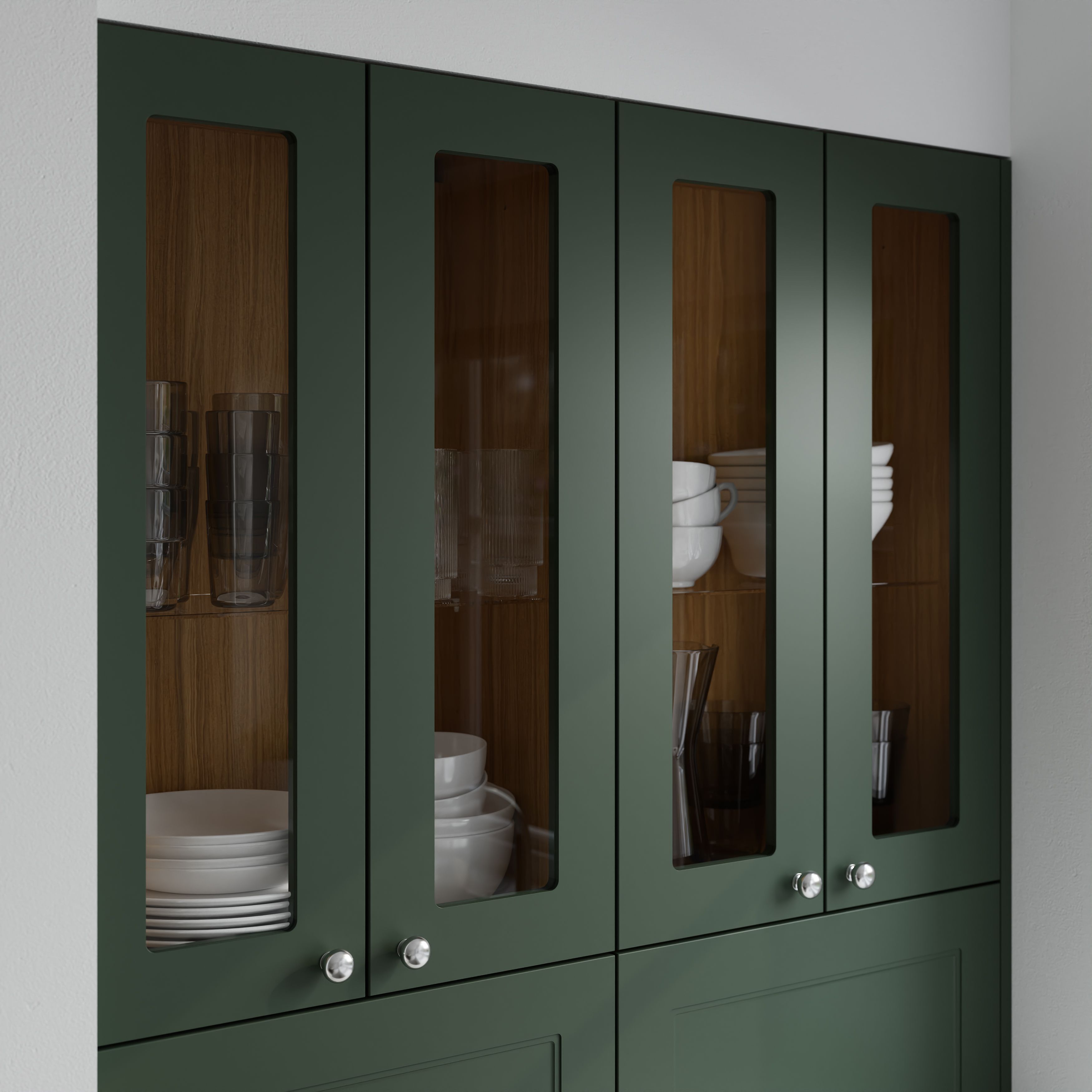 GoodHome Artemisia Matt dark green Glazed Cabinet door (W)300mm (H)715mm (T)18mm