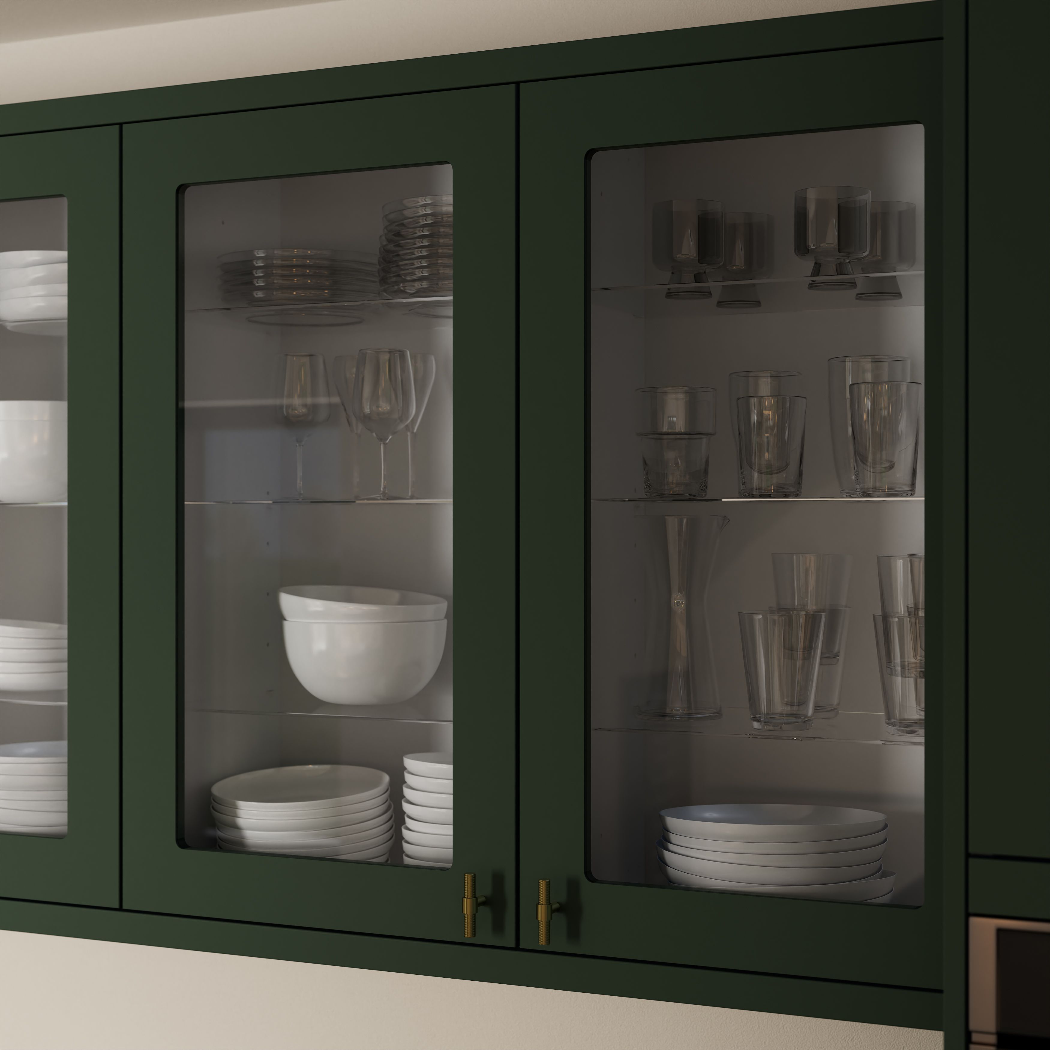 GoodHome Artemisia Matt dark green Glazed Cabinet door (W)500mm (H)715mm (T)18mm