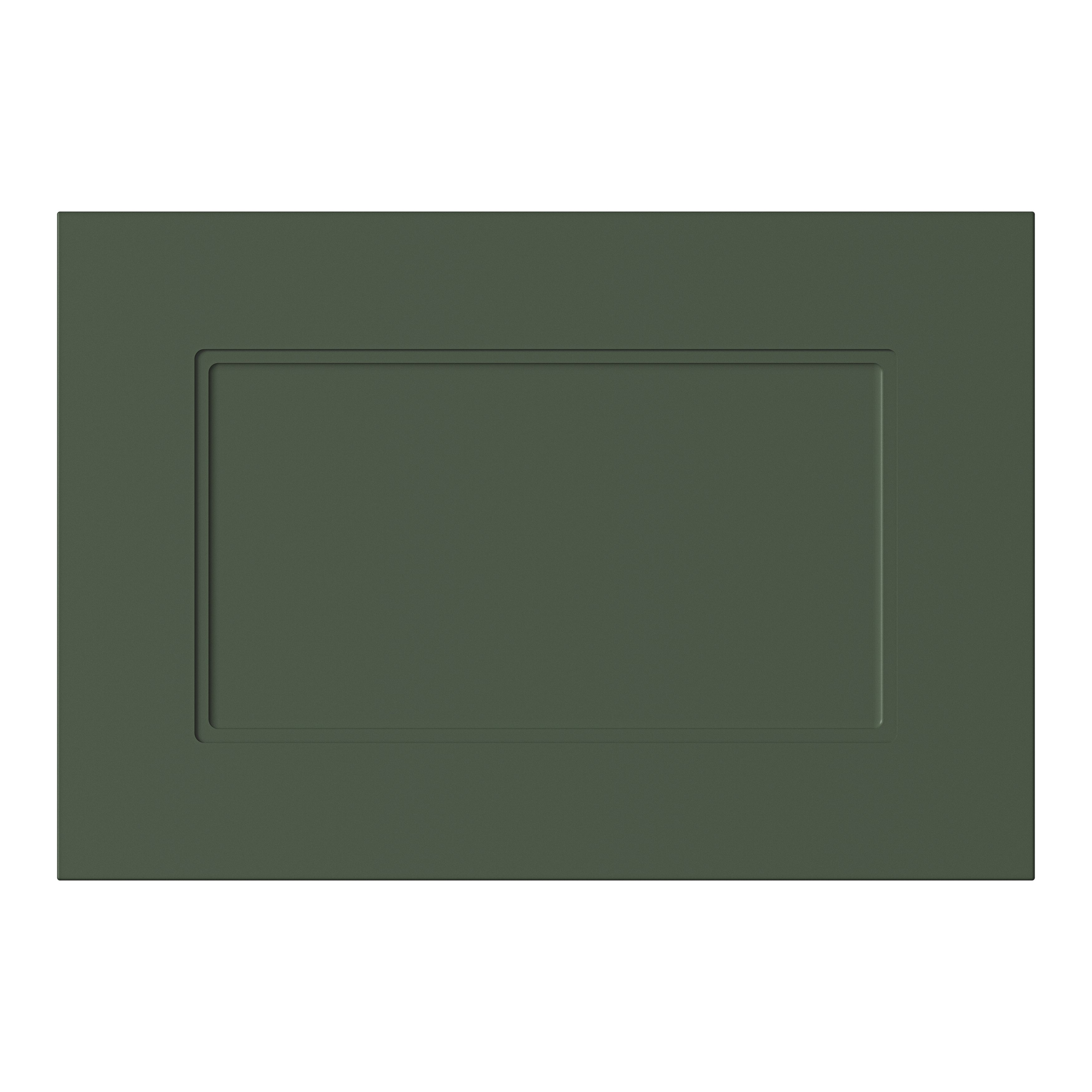 GoodHome Artemisia Matt dark green Innovo handleless matt dark green shaker Drawer front (H)340mm (W)497mm (T)18mm