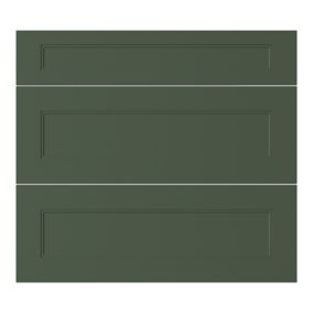 GoodHome Artemisia Matt dark green Matt dark green shaker Drawer front (W)800mm, Pack of 3