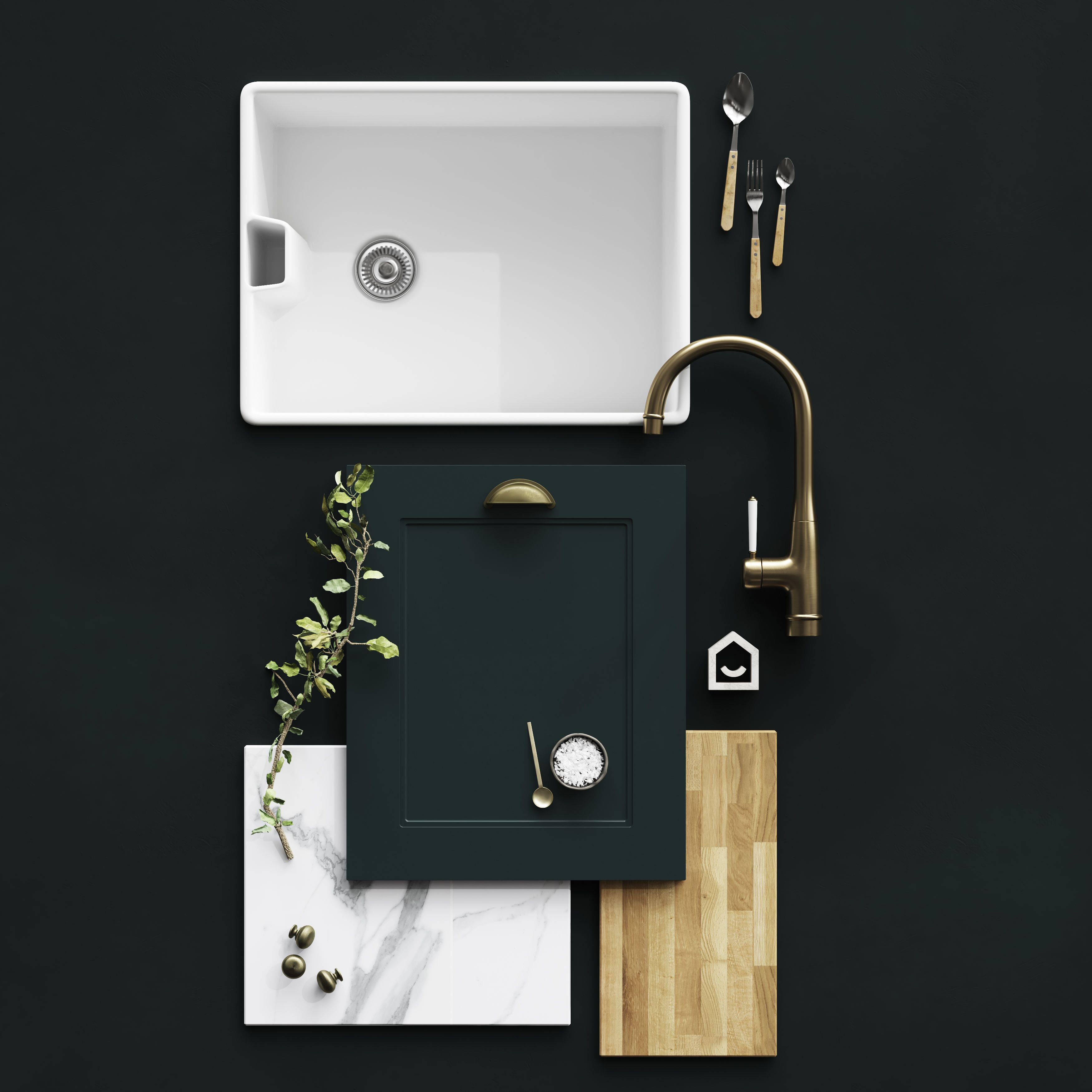 GoodHome Artemisia Matt dark green Shaker 70:30 Larder Cabinet door (W)500mm (H)1287mm (T)18mm