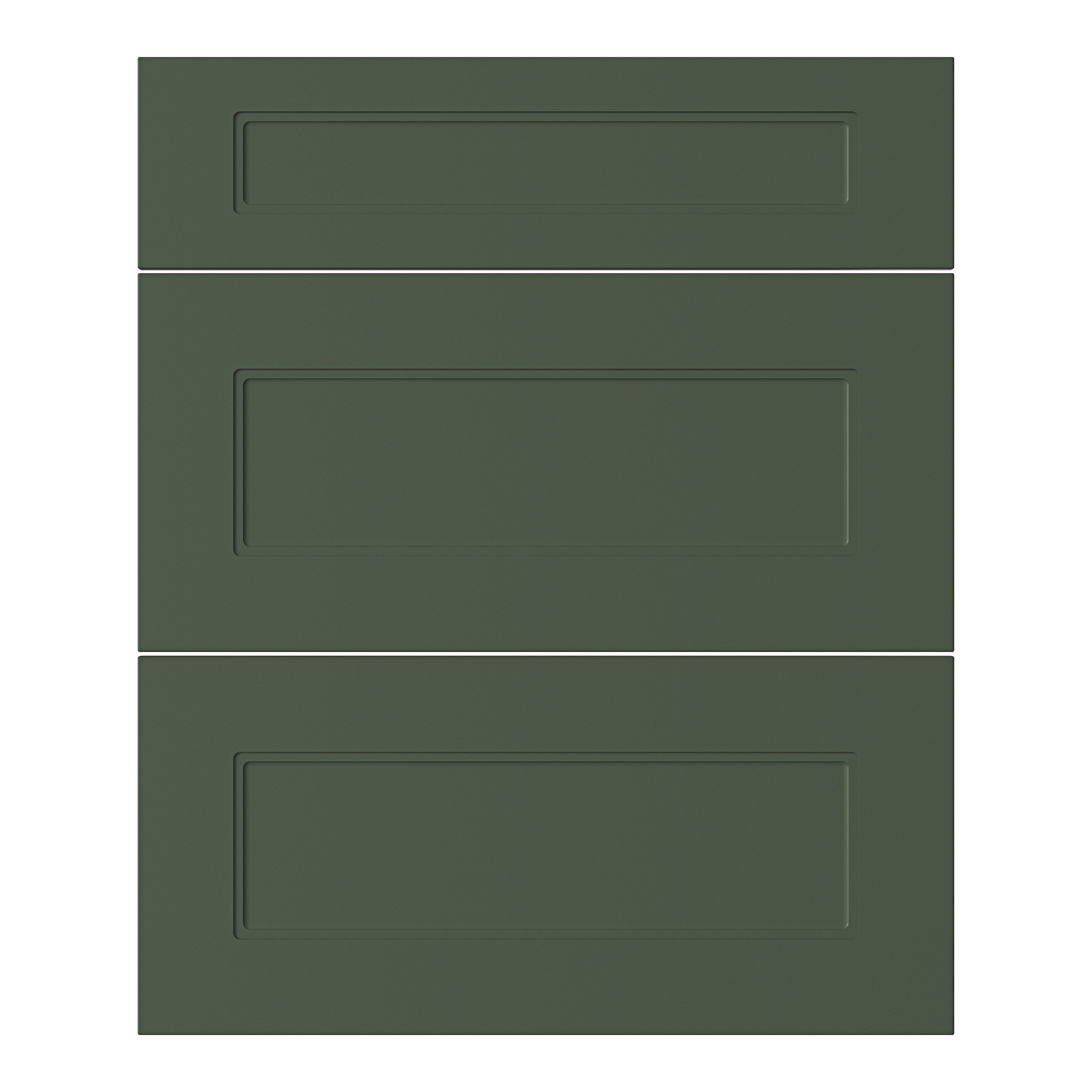 GoodHome Artemisia Matt dark green shaker Drawer front (W)600mm, Pack of 3