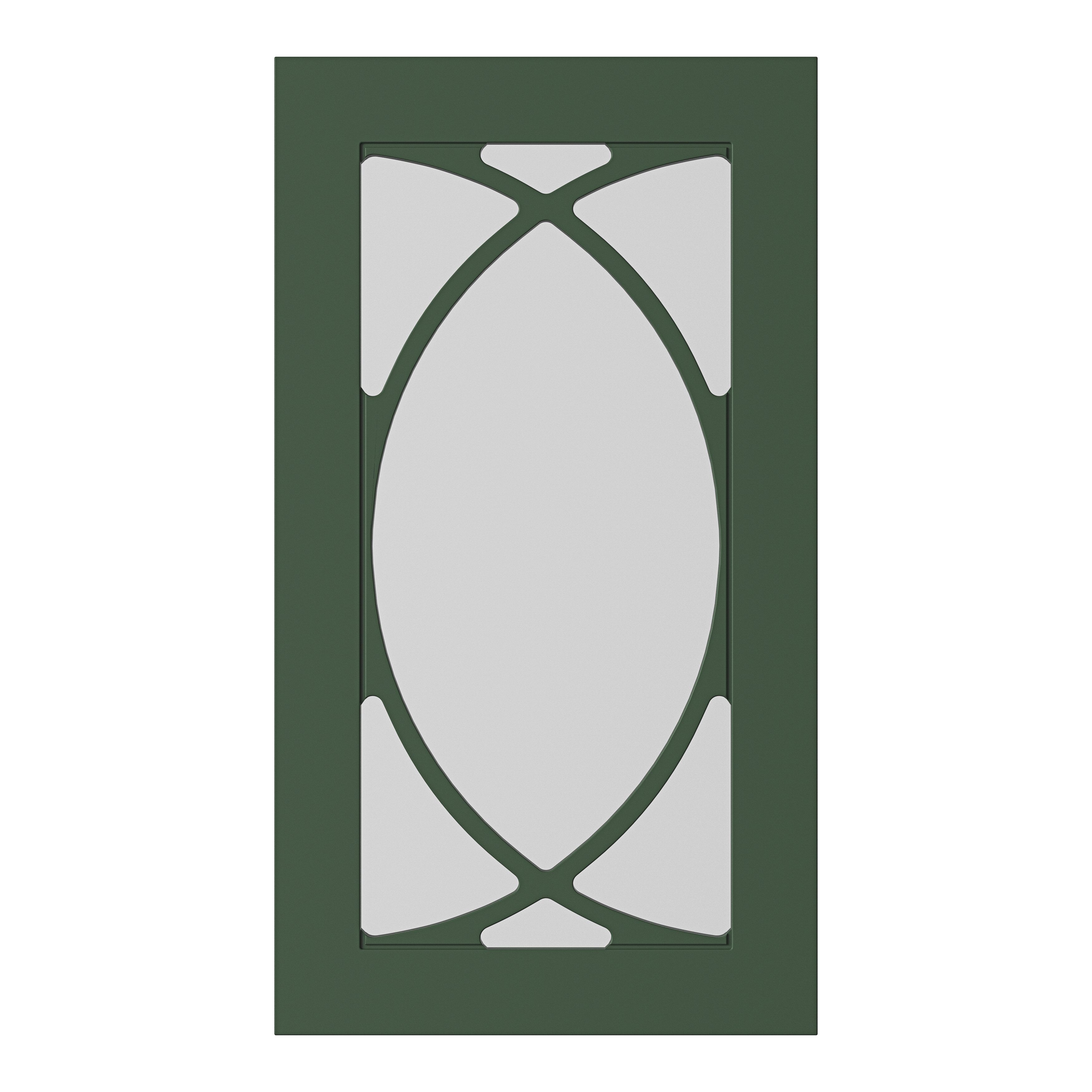 GoodHome Artemisia Matt dark green Shaker Glazed Tall glazed Cabinet door (W)500mm (H)895mm (T)18mm