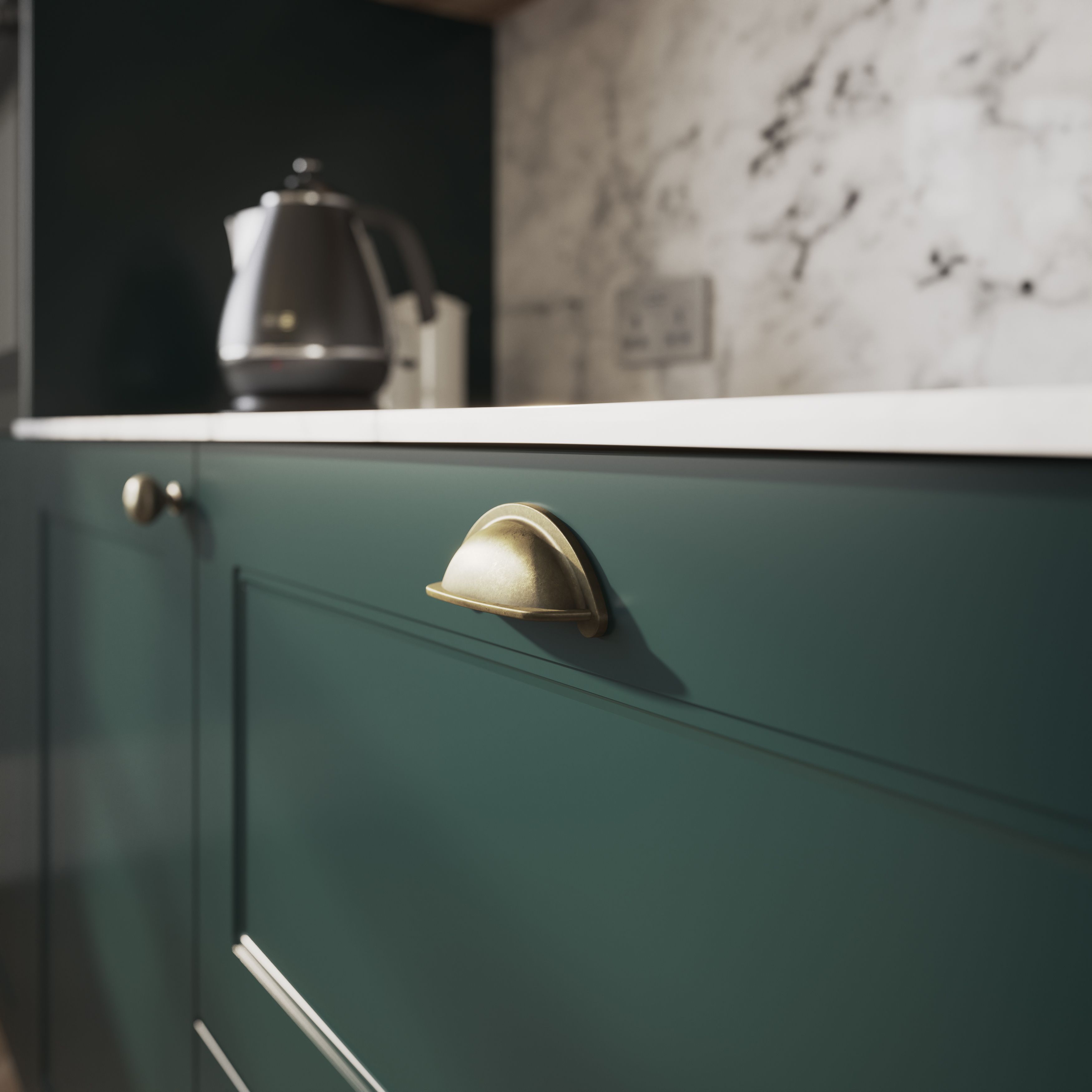 GoodHome Artemisia Matt dark green Shaker Highline Cabinet door (W ...
