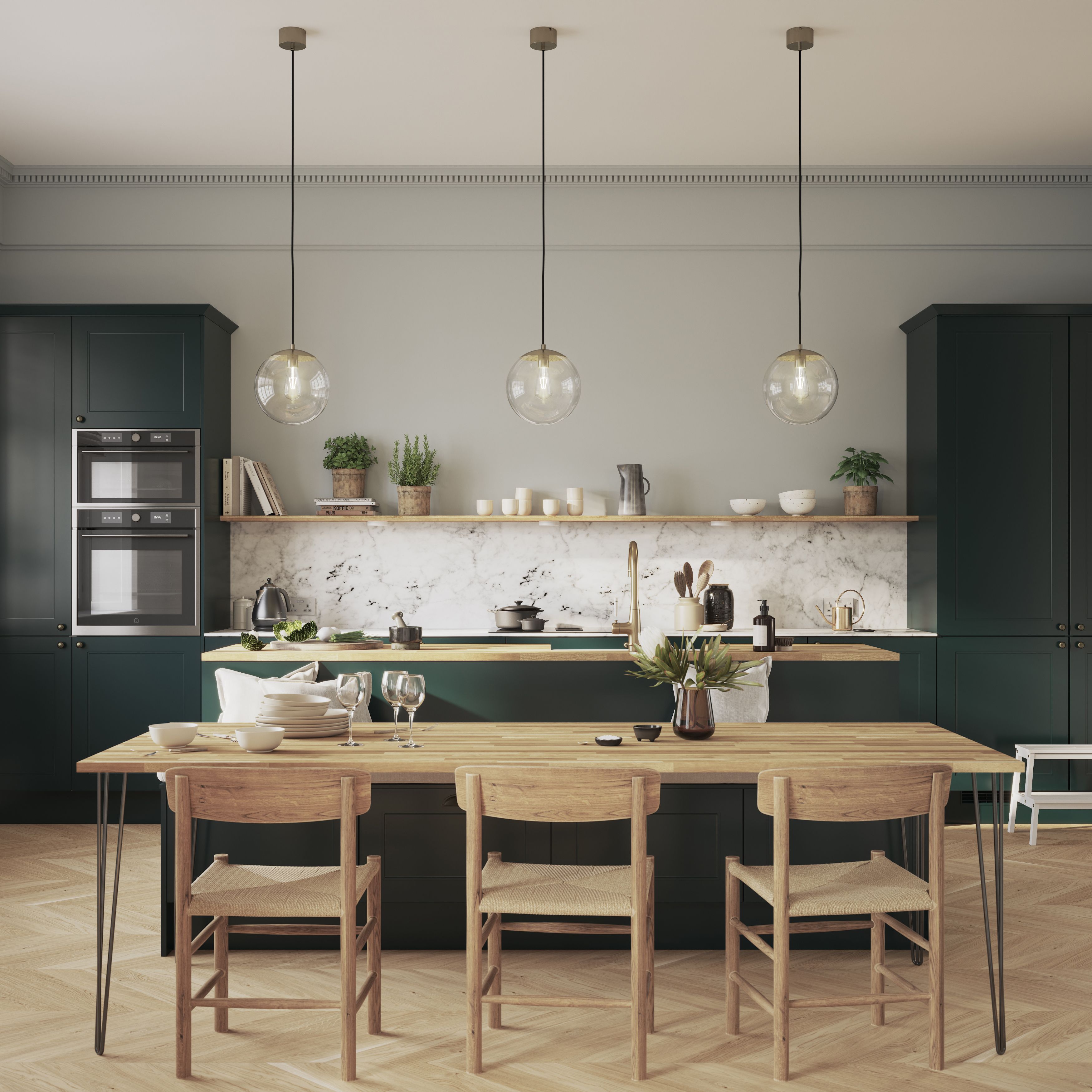 GoodHome Artemisia Matt dark green shaker Matt dark green Shaker Tall appliance Cabinet door (W)600mm (H)723mm (T)18mm