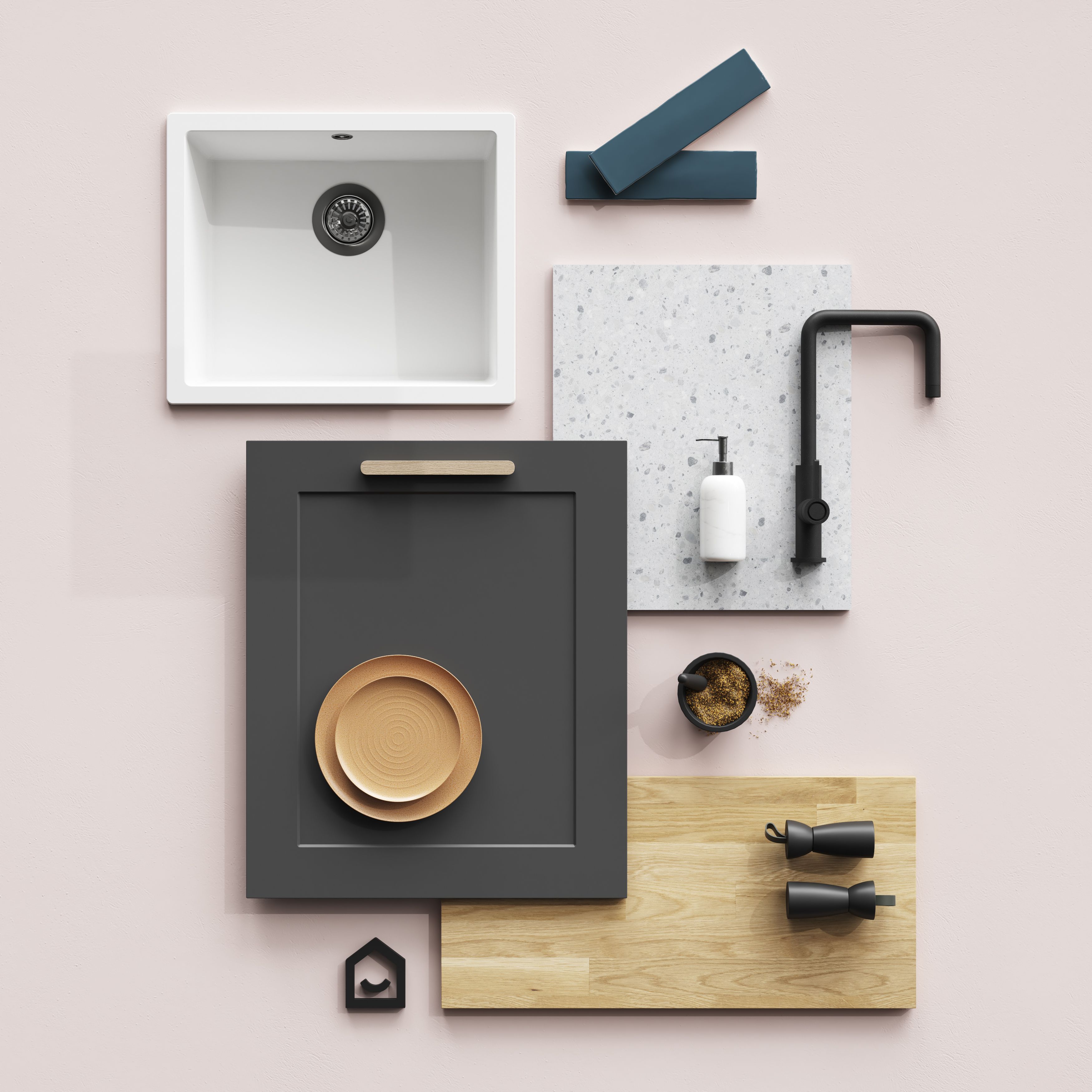 GoodHome Artemisia Matt graphite Classic shaker Standard Clad on end panel (H)2400mm (W)640mm