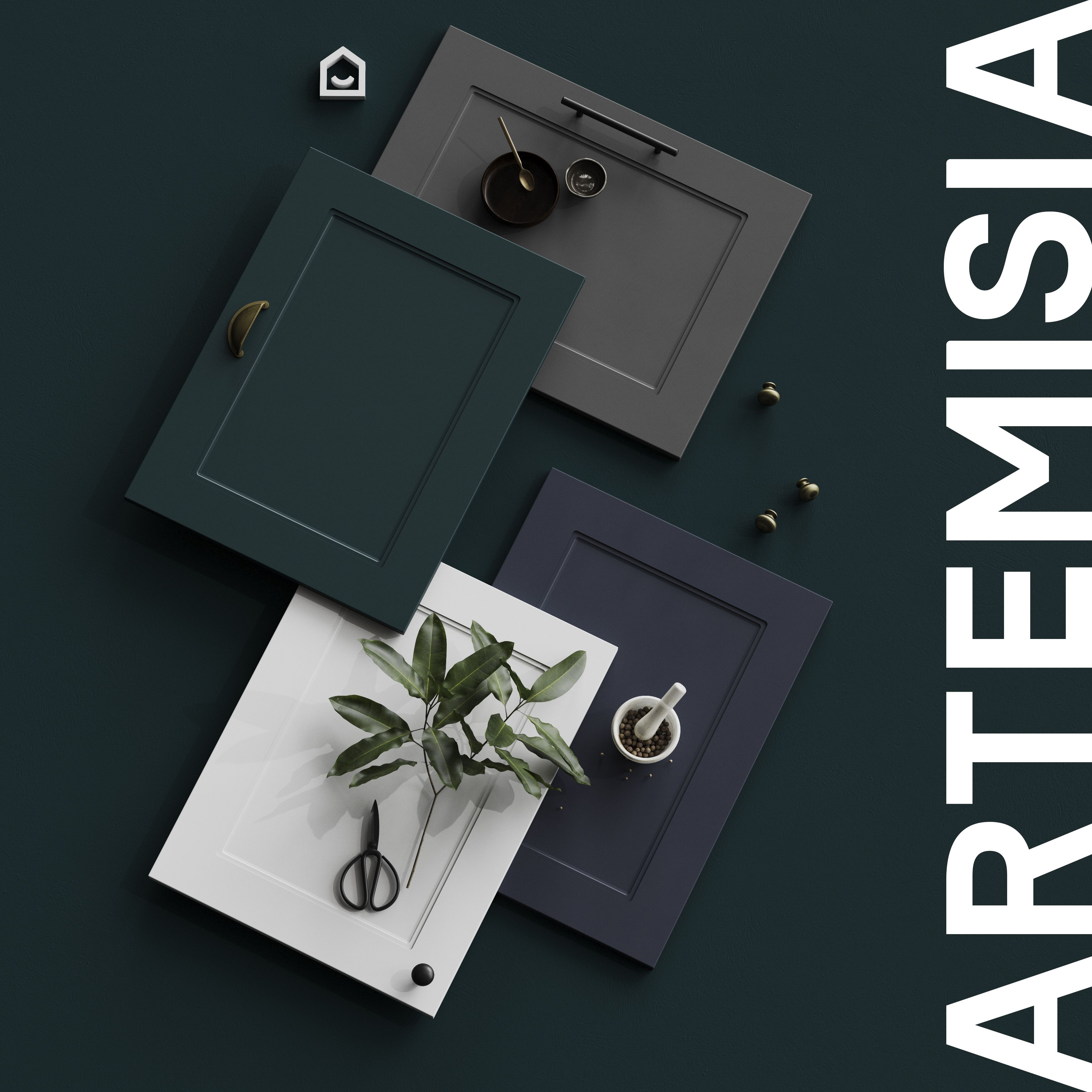 GoodHome Artemisia Matt graphite Drawer front, bridging door & bi fold door, (W)800mm (H)340mm (T)18mm