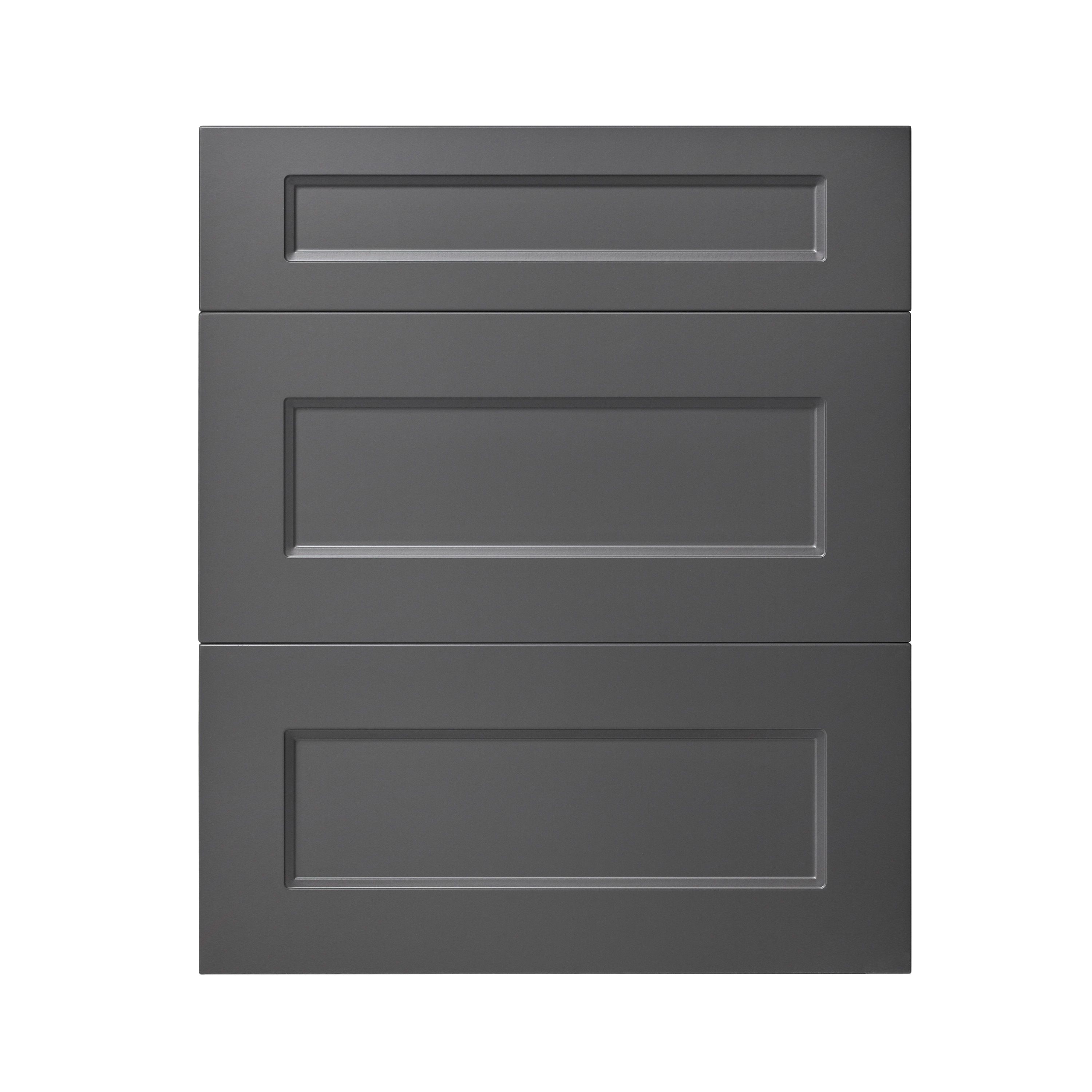 GoodHome Artemisia Matt graphite Drawer front, Pack of 1 (H)715mm (W ...