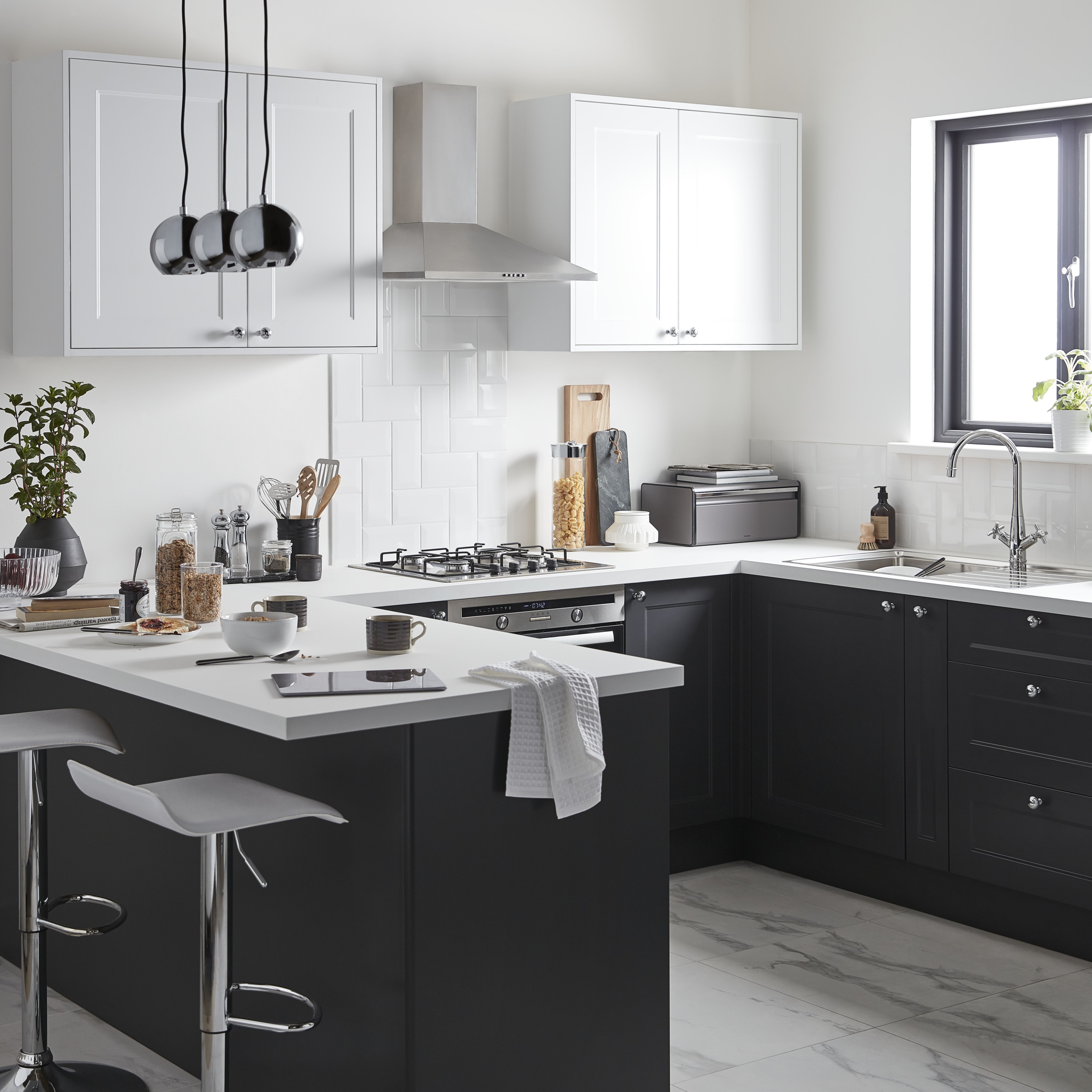 GoodHome Artemisia Matt graphite Glazed Cabinet door (W)500mm (H)715mm (T)18mm