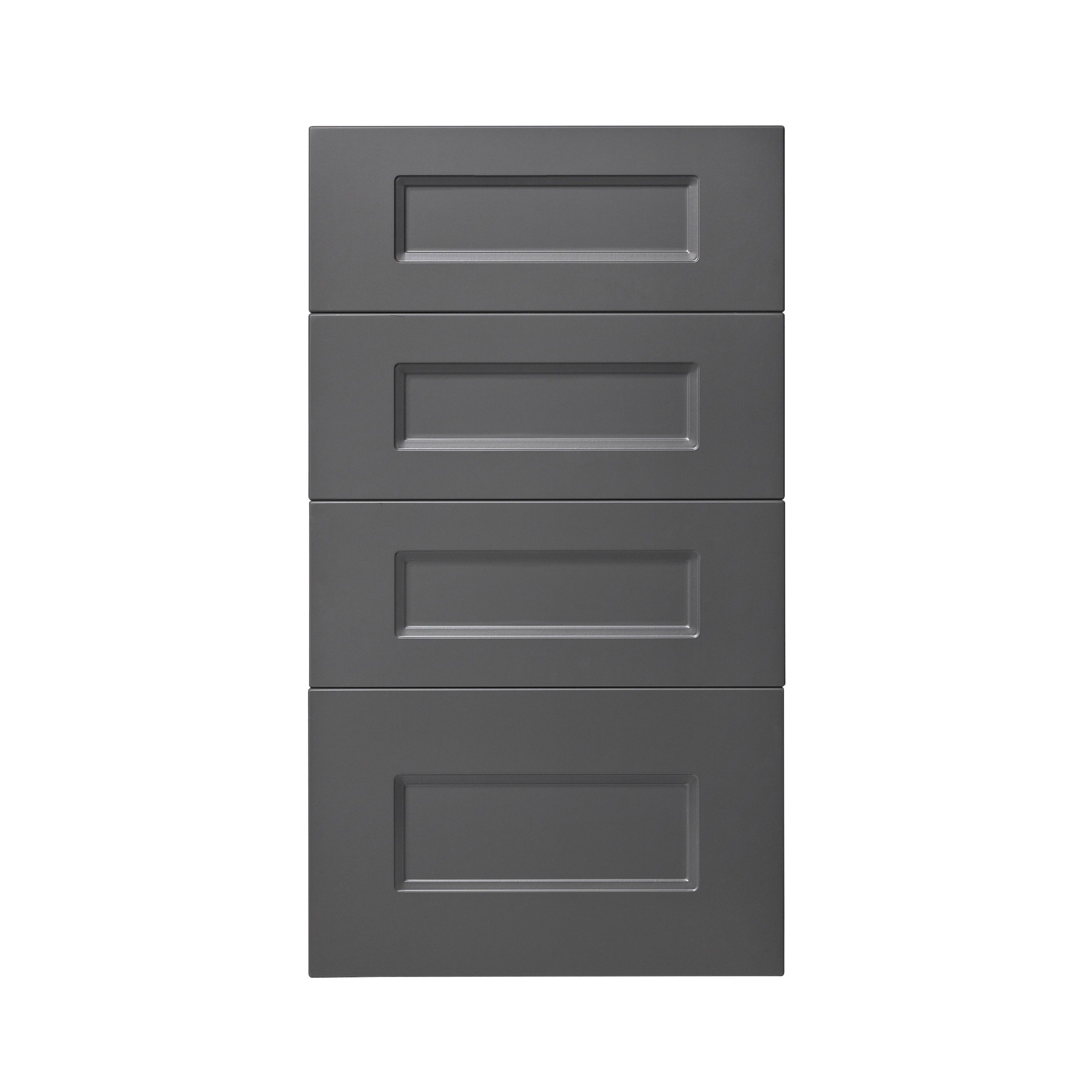 GoodHome Artemisia Matt graphite Matt graphite classic shaker Drawer front, Pack of 4 (H)715mm (W)397mm (T)18mm