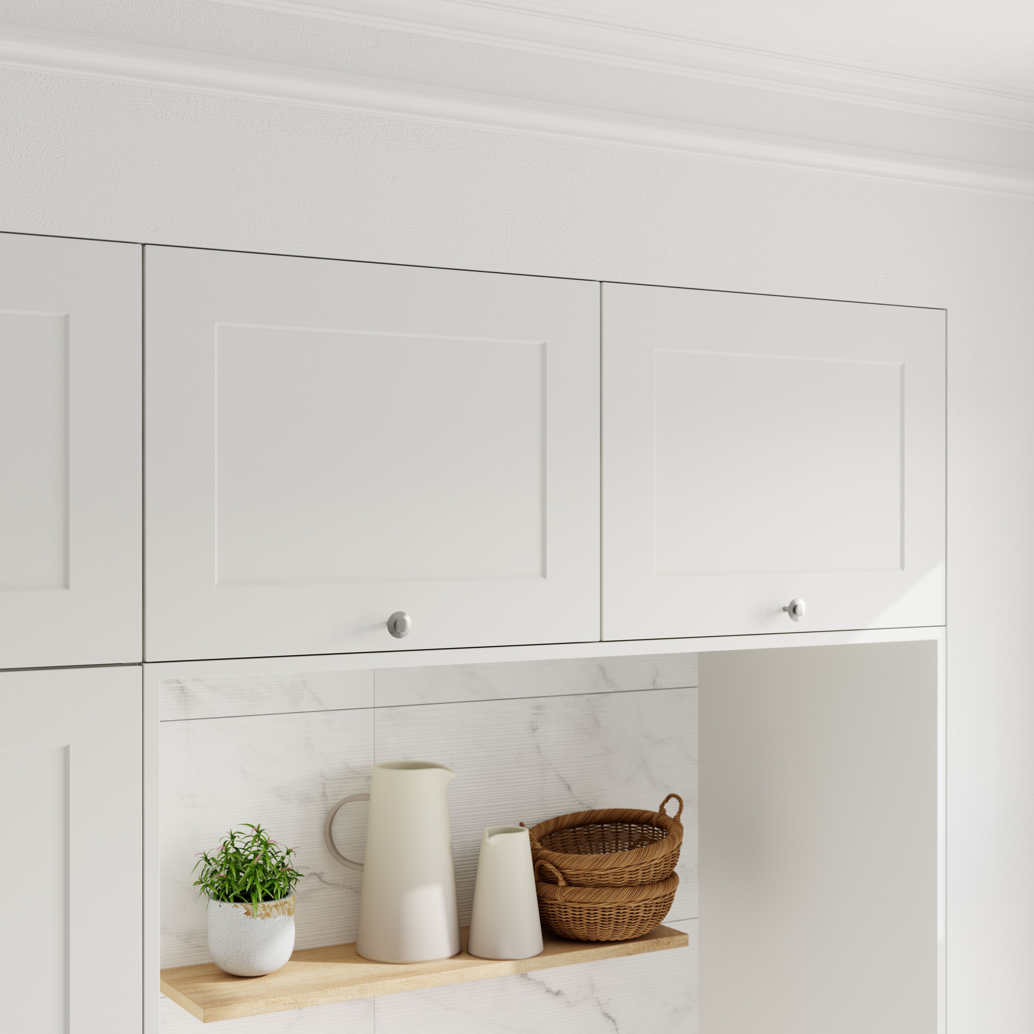 GoodHome Artemisia Matt white Classic shaker 2 drawer front, bridging door & bi-fold door 1000mm