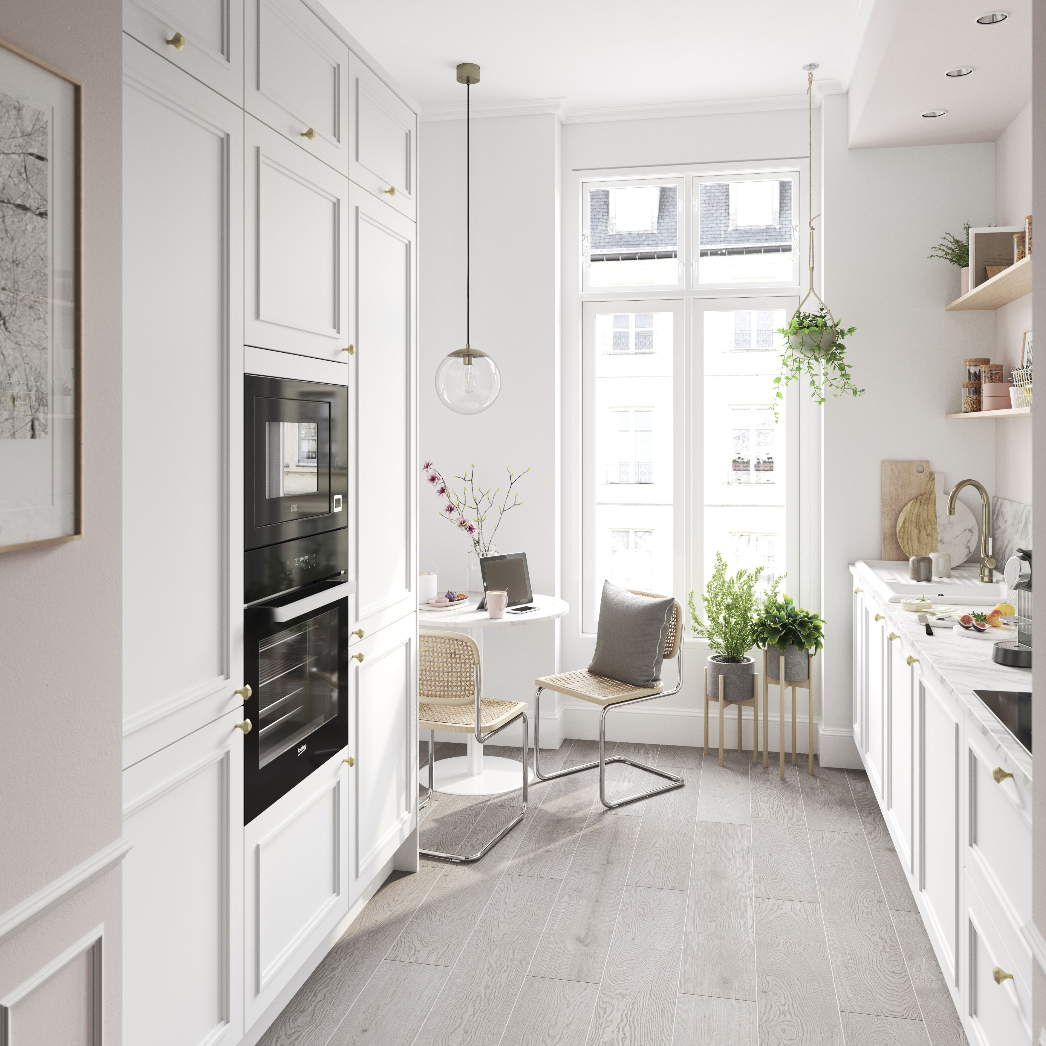 GoodHome Artemisia Matt white Glazed Tall glazed Cabinet door (W)300mm (H)895mm (T)18mm