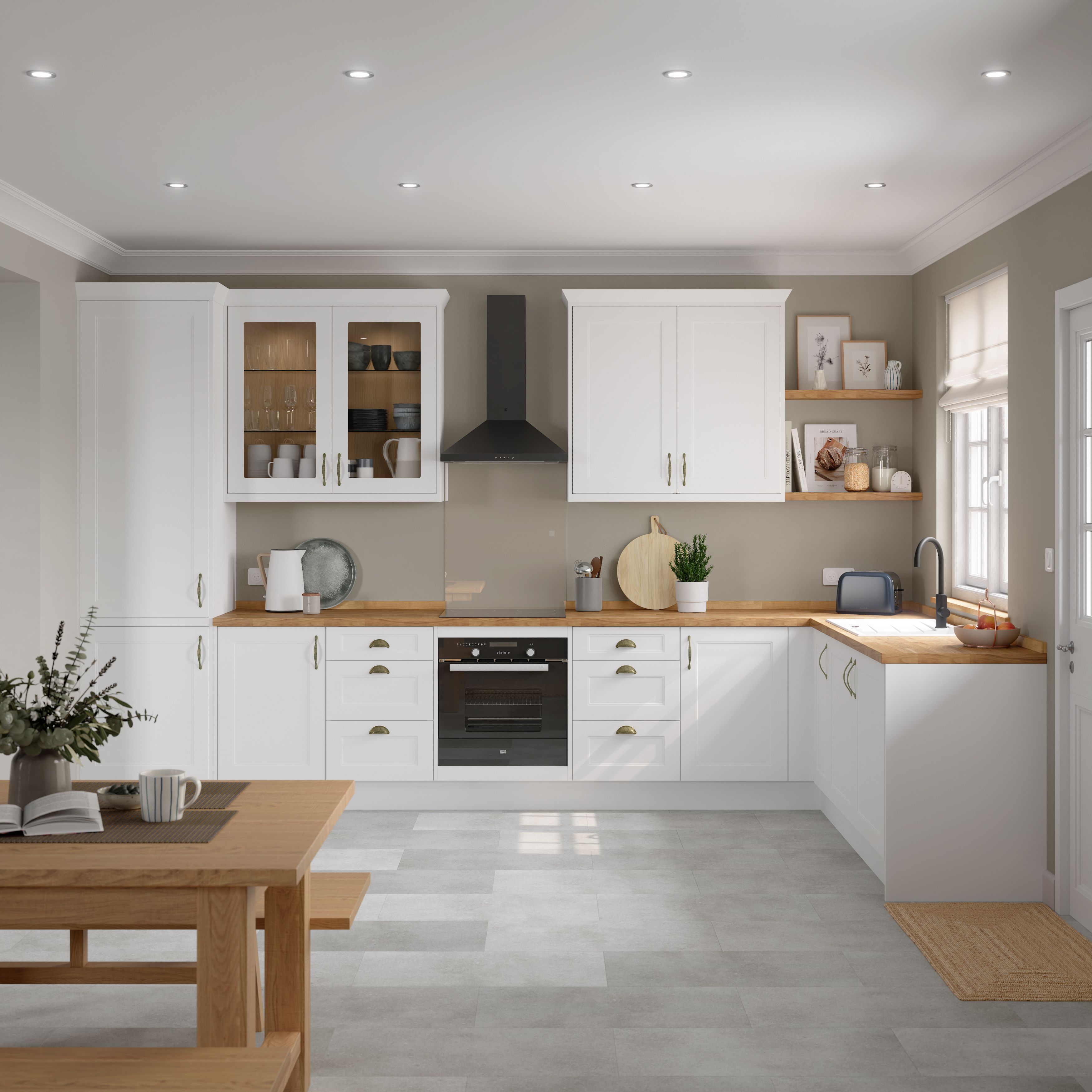 GoodHome Artemisia Matt white Glazed Tall glazed Cabinet door (W)300mm (H)895mm (T)18mm