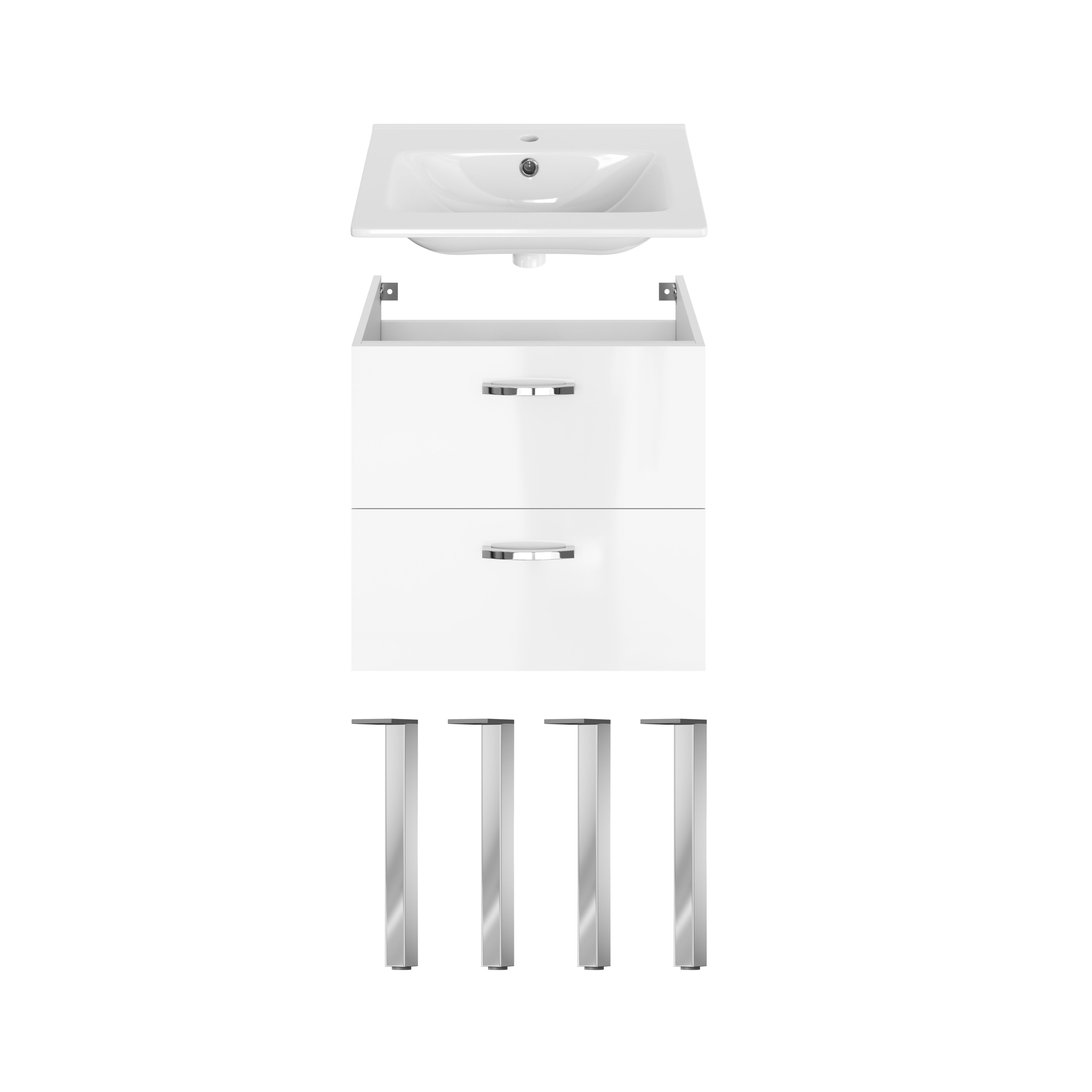 GoodHome Aruna Gloss & matt White Freestanding Vanity unit & basin set