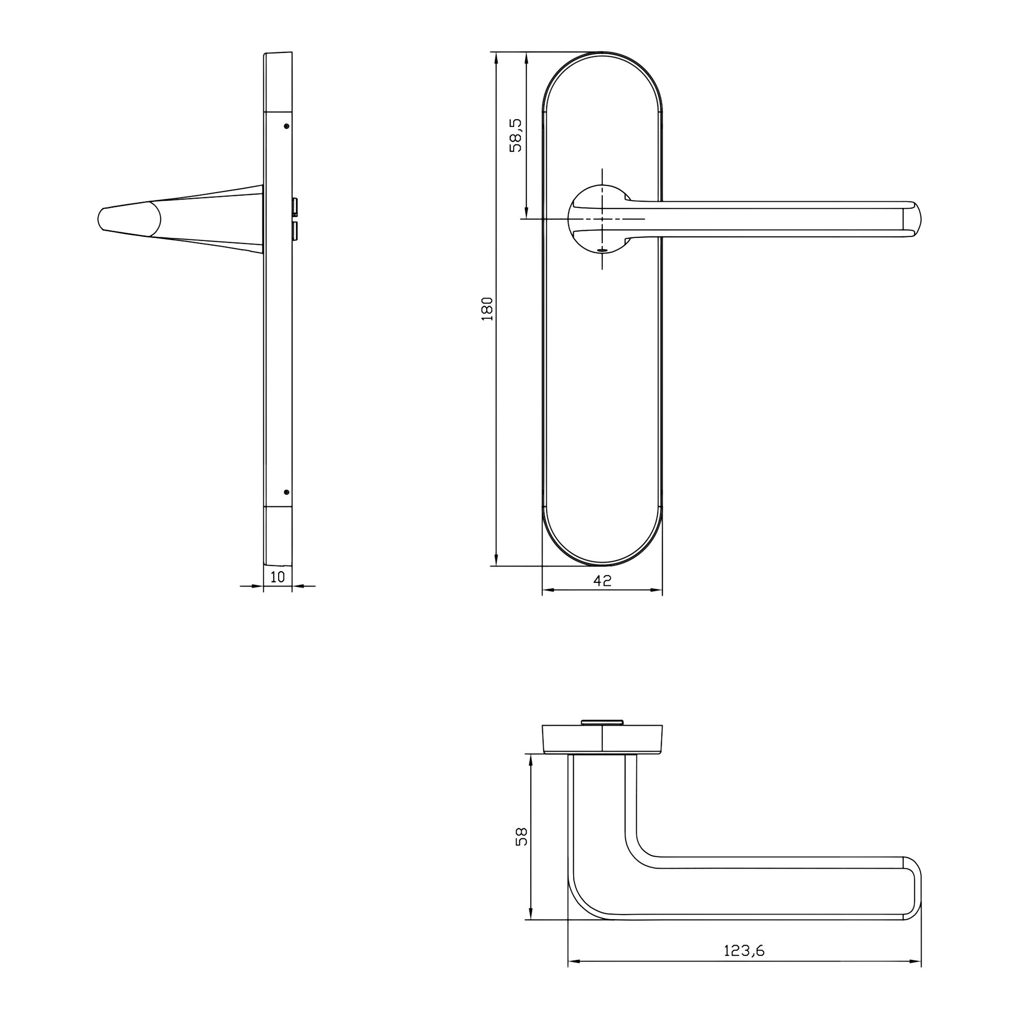 GoodHome Arzh Black Aluminium alloy & steel Straight Door handle (L)123.5mm (D)68mm