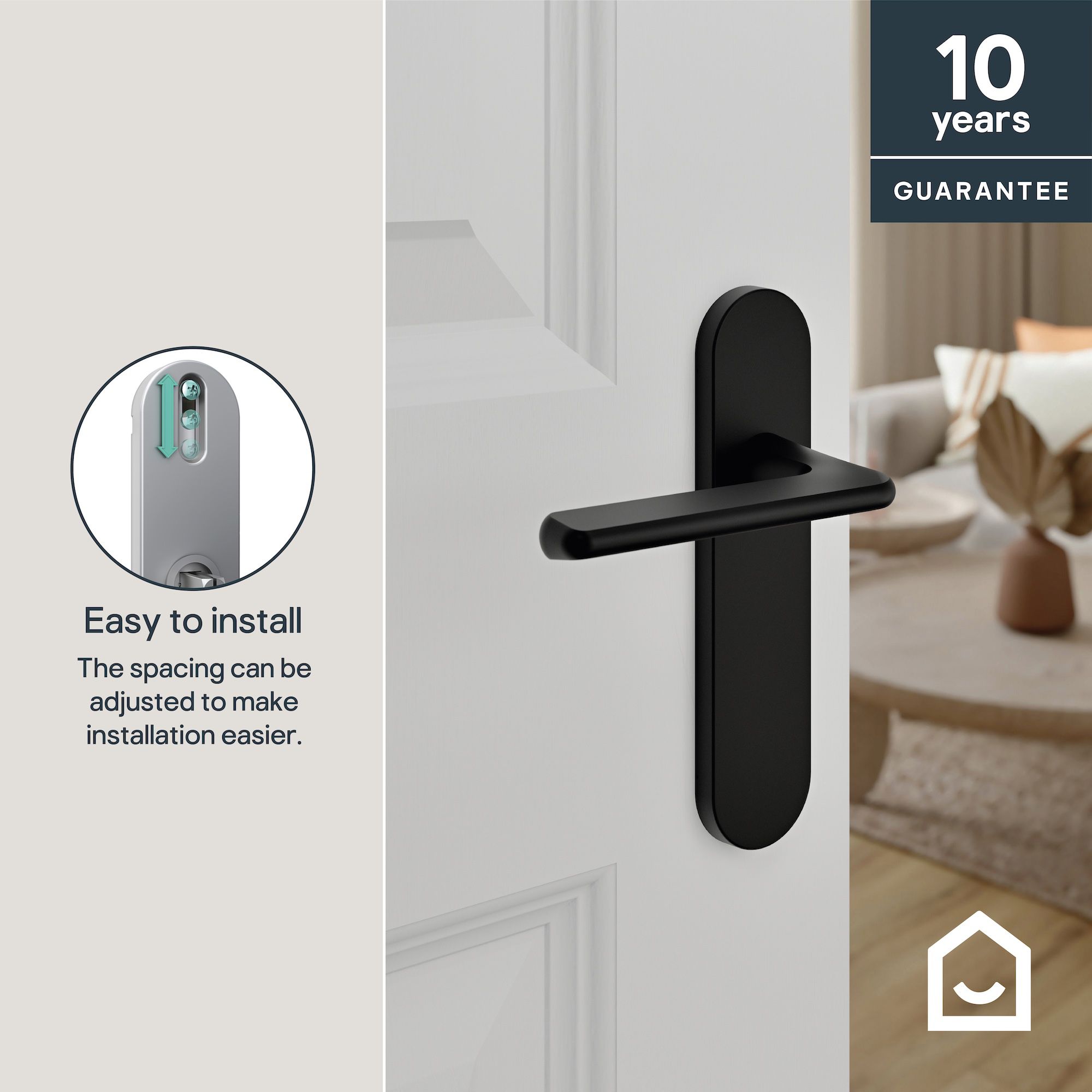 GoodHome Arzh Black Aluminium alloy & steel Straight Door handle (L)123.5mm (D)68mm