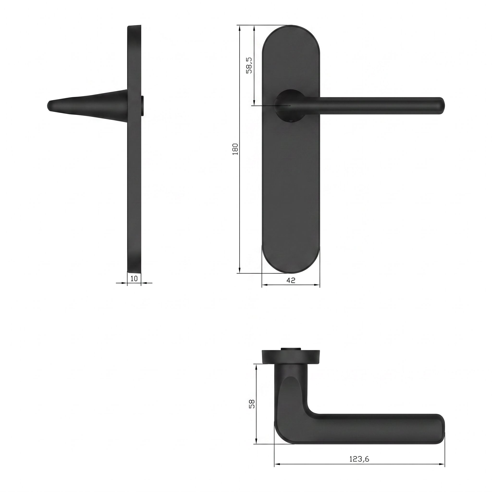 GoodHome Arzh Black Aluminium alloy & steel Straight Door handle (L)123.5mm (D)68mm
