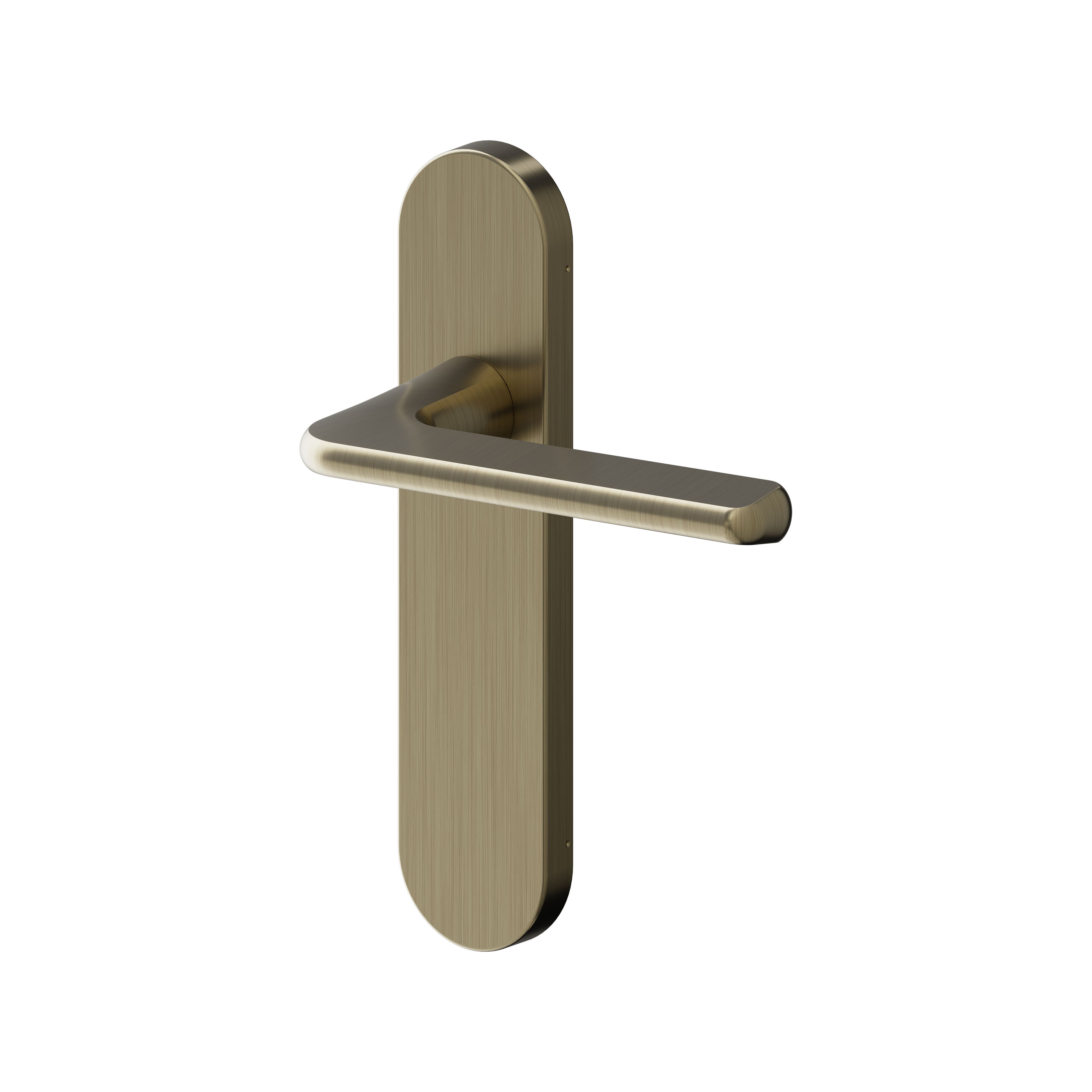 GoodHome Arzh Brushed Antique brass effect Straight Latch Door handle (L)123.5mm (D)67mm Pair